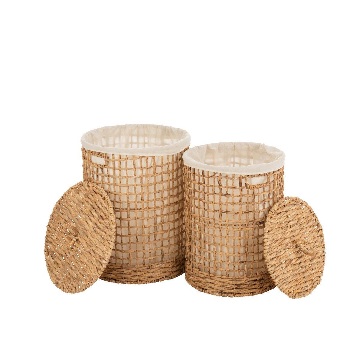 J-Line Set mit 2 Körben + Deckel, Waschwasserhyazinthe, natur