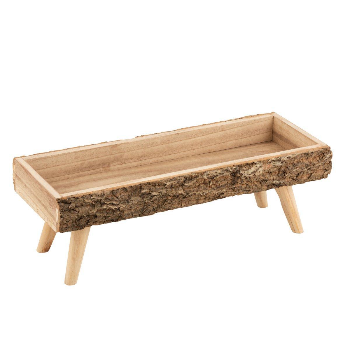 J-Line Blumentopf auf Fuß, rechteckig, Paulownia-Holz, natürlich, groß