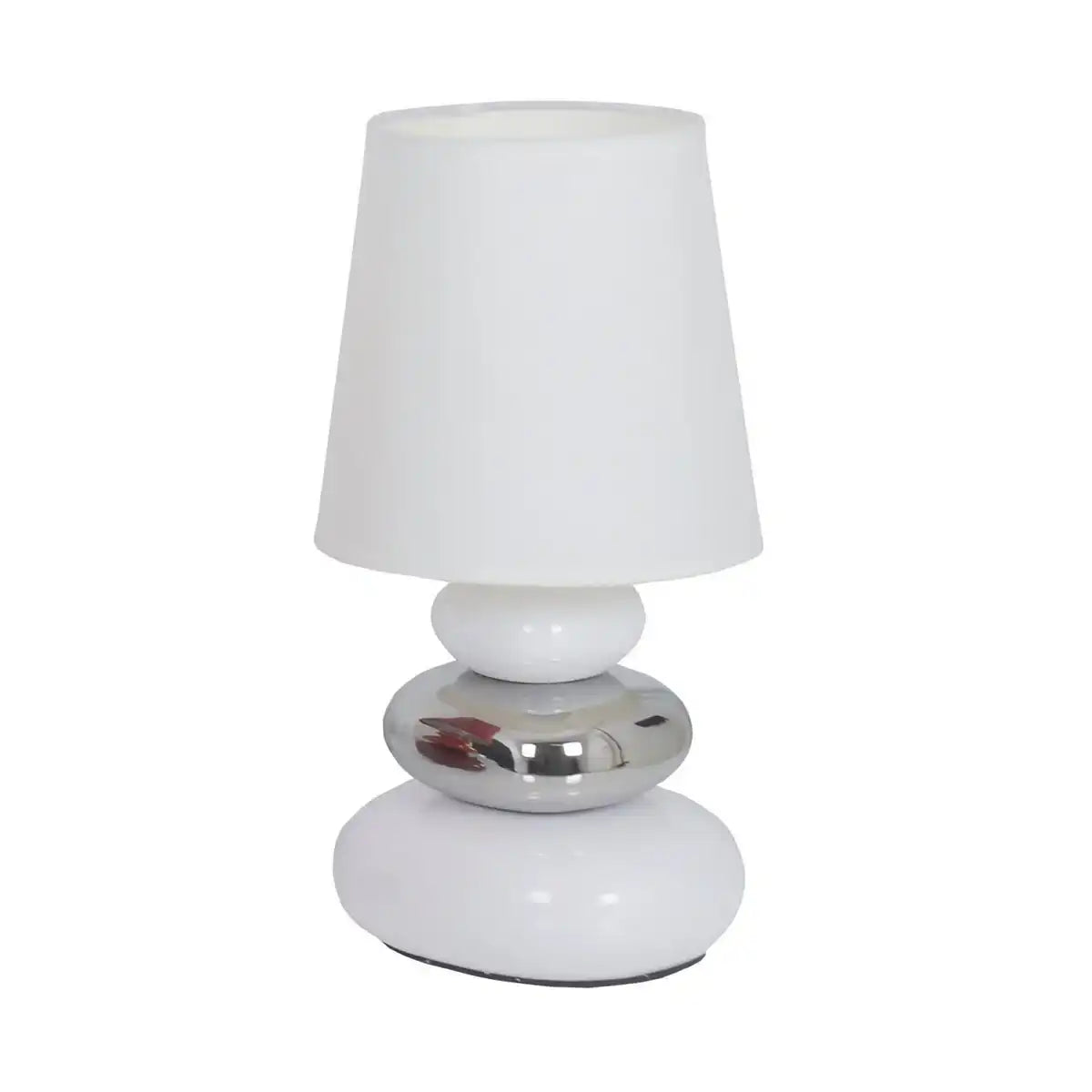 Keramik Tischleuchte "STONEY", Tischlampe aus Keramik, weiß, mit E14-Fassung, Tischlampe für Esszimmer, Wohnzimmer, Diele oder Büro, oder als Nachttischlampe, 31 cm hoch