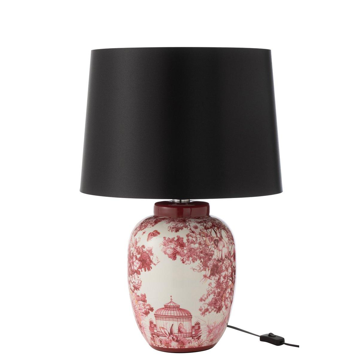 J-Line Lampe+Lampenschirm Moriko Porzellan Schwarz/Rot/Weiß