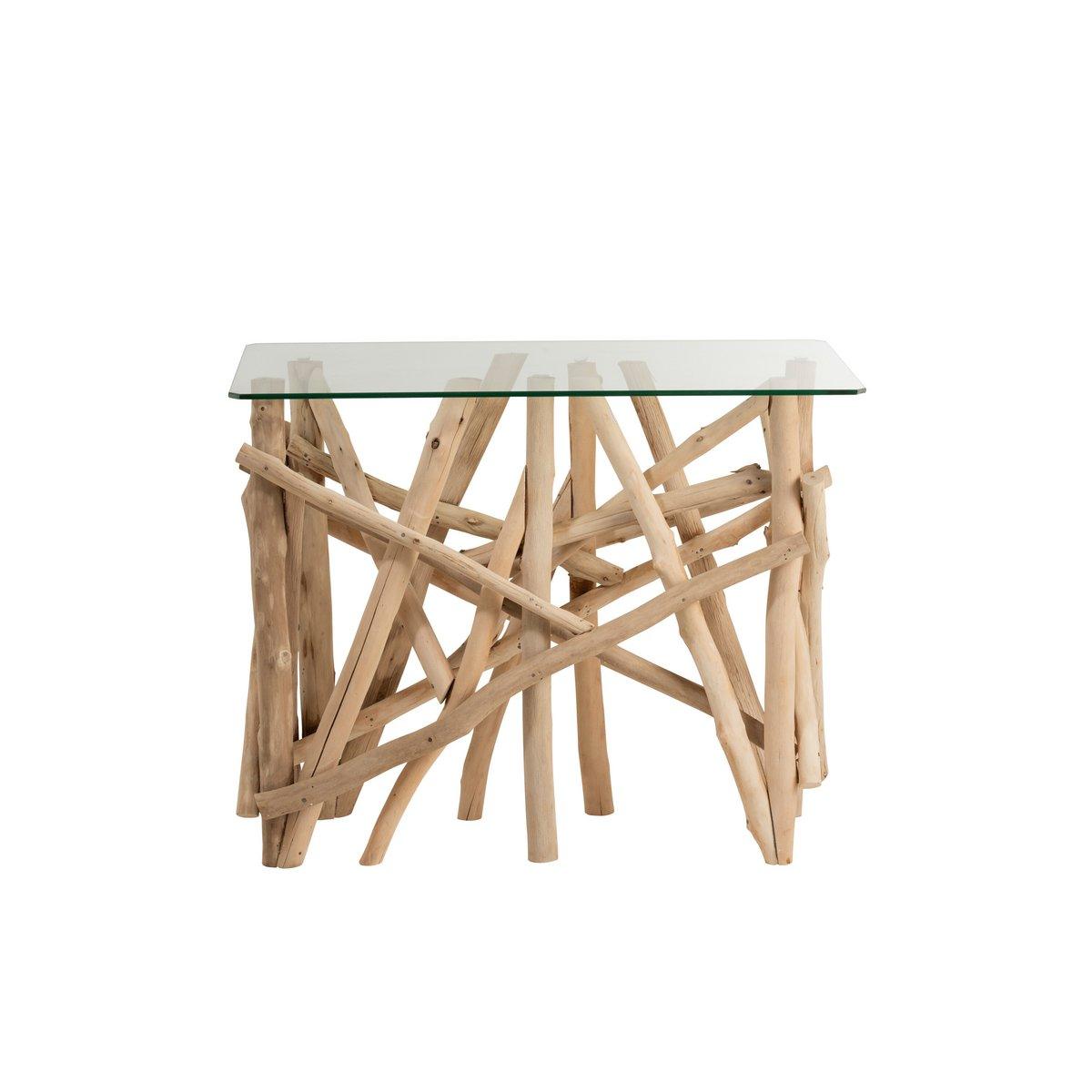J-Line Konsole, rechteckig, Zweige, Holz/Glas, natürlich