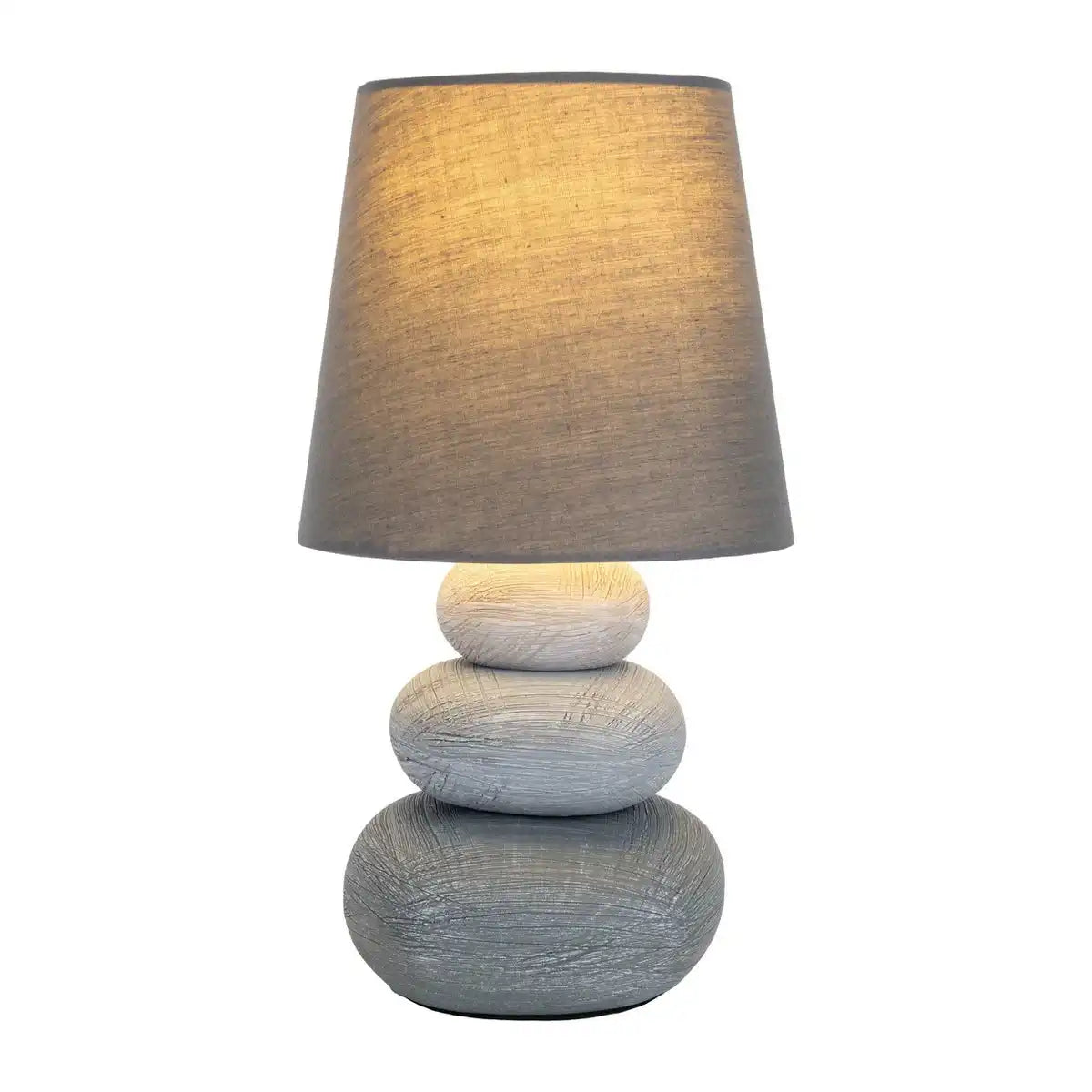 Keramik Tischleuchte "STONEY", Tischlampe aus Keramik in Grau, mit E14-Fassung, Tischlampe für Esszimmer, Wohnzimmer, Diele oder Büro, oder als Nachttischlampe, 31 cm hoch