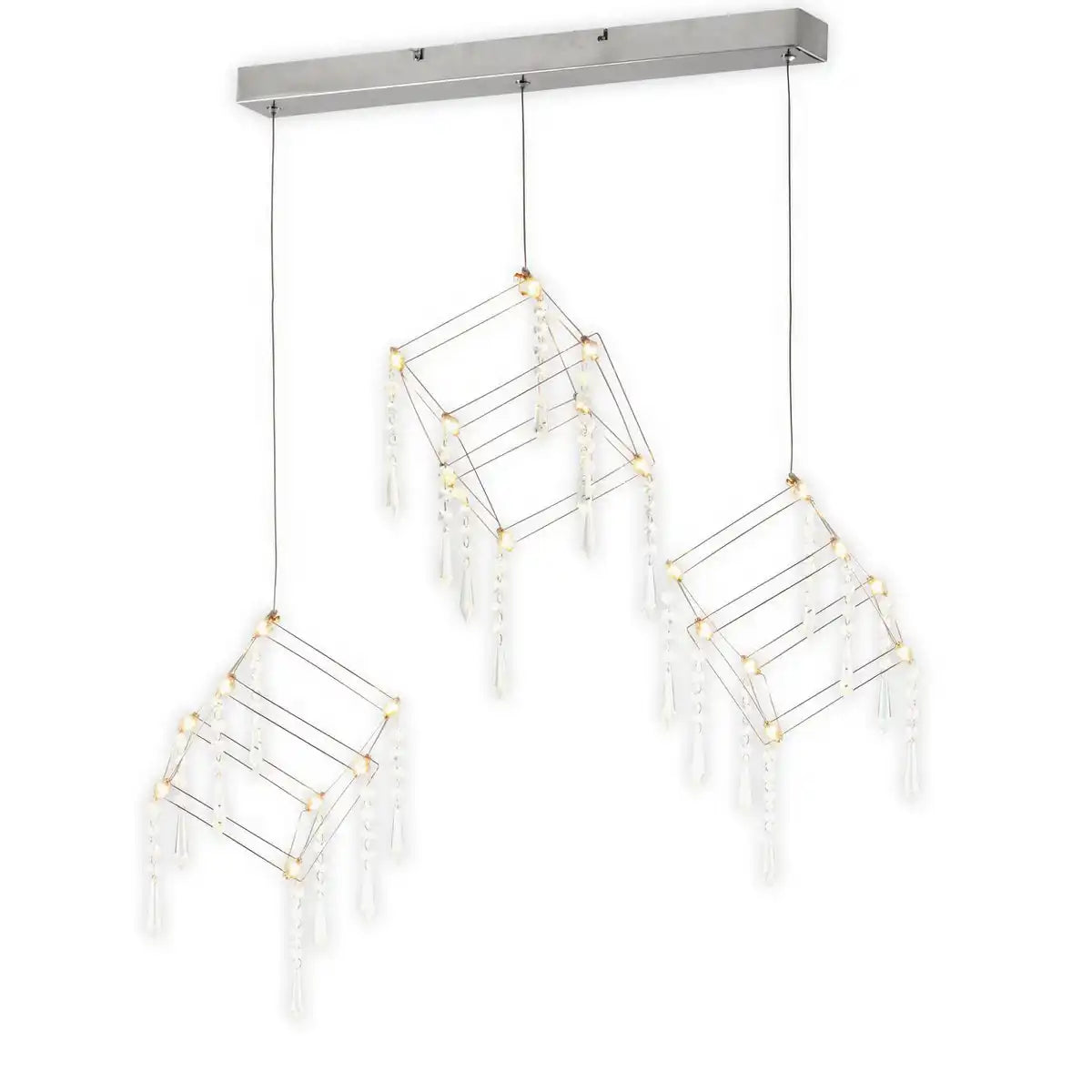 LED Pendelleuchte "ARANEUS" Metall und Kunststoff in chrom, mit fest verbauten LEDs, 80 cm lang, Beleuchtung für Wohnzimmer, Esszimmer oder Büro