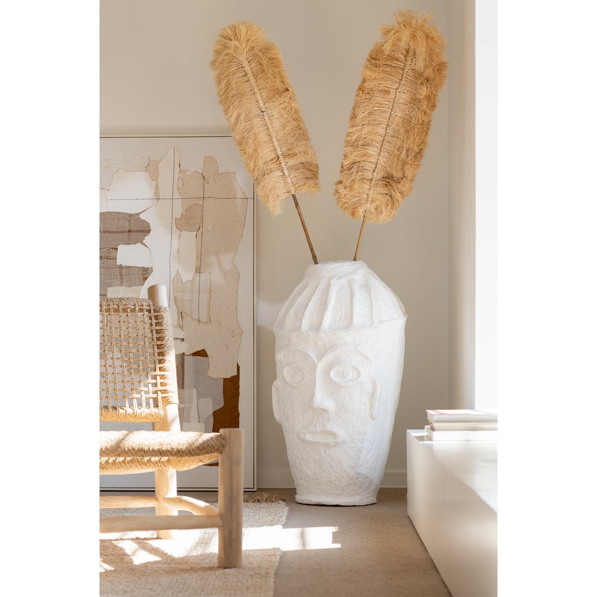J -Line Flowerpot Face - Papiermache - Weiß - 95 cm hoch
