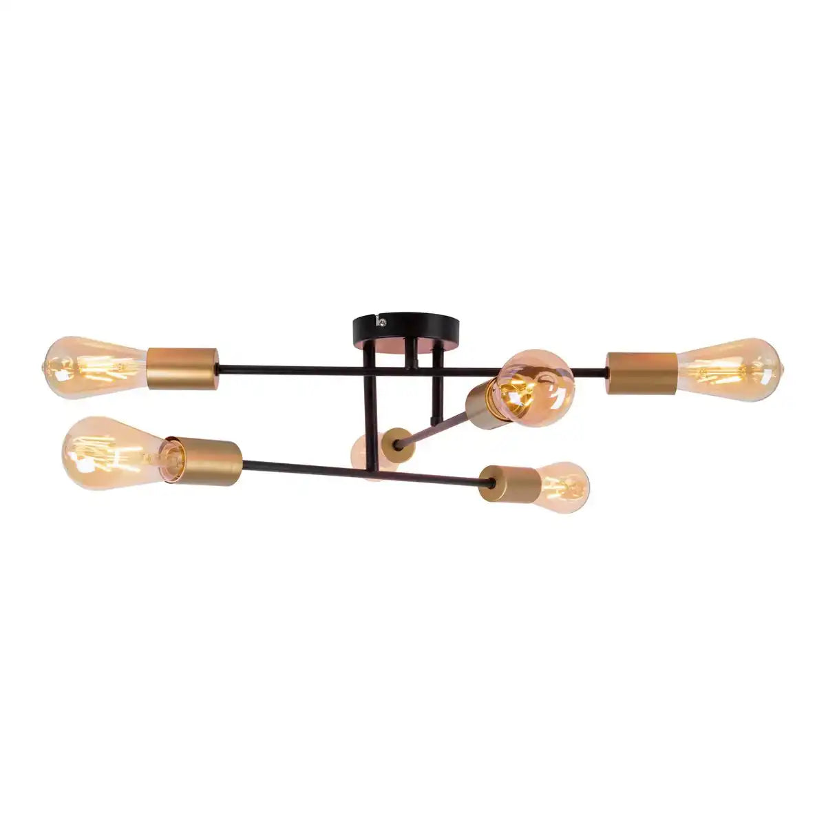 Deckenleuchte "MODO" 6-flammig aus Metall in Schwarz,, Fassungen Gold, E27-Fassung, Deckenlampe für Wohnzimmer, Esszimmer, Küche, Diele, Flur oder Büro mit einem Øvon 54,5 cm