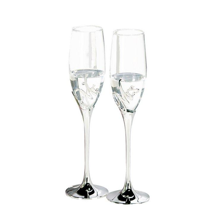 Champagnerglas"MR+MRS"sil,H.27cm 2er Set