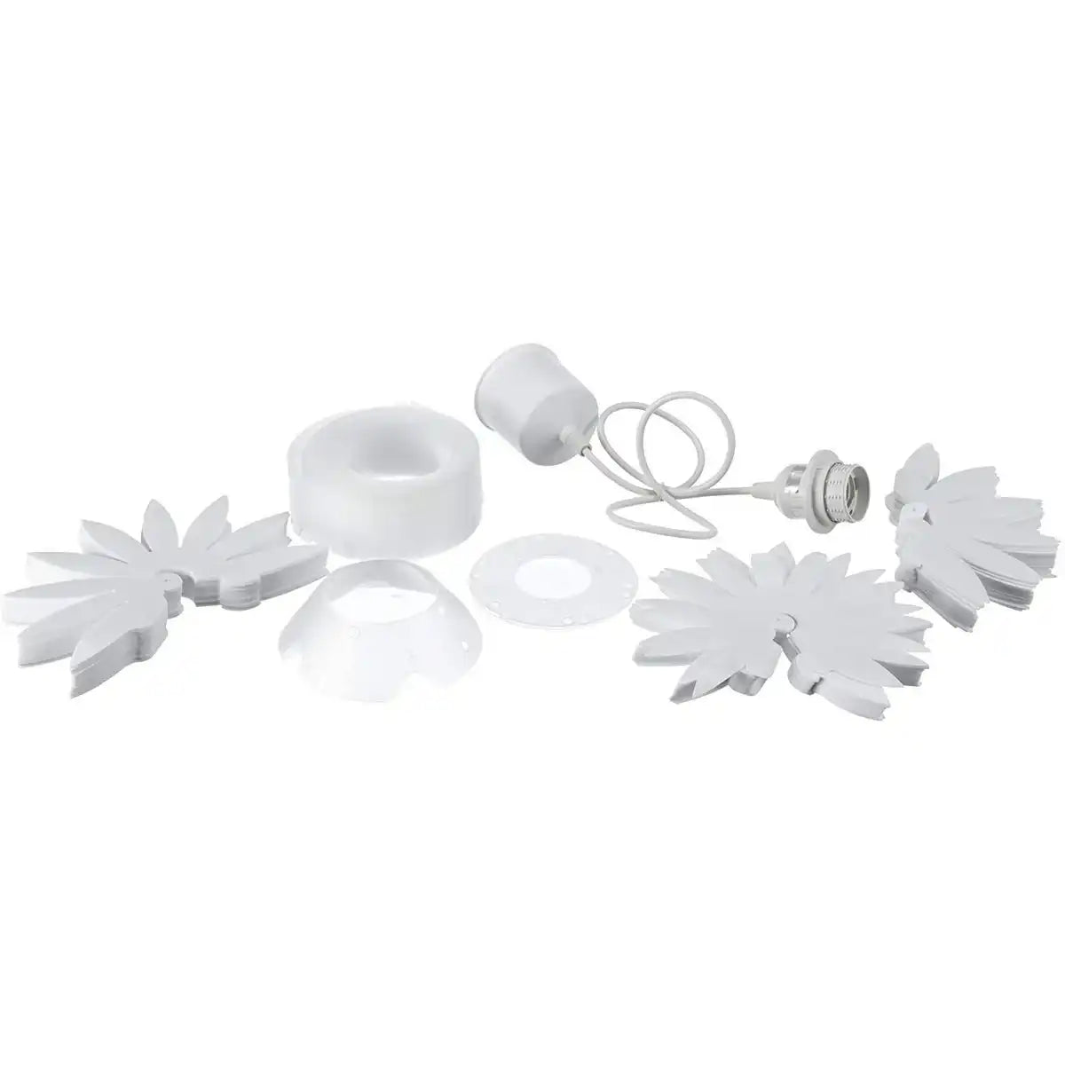 Pendelleuchte "Lotus" verspielte Hängelampe aus weißem Kunststoff, mit fest verbauten LEDs und einem Øvon ca. 47 cm