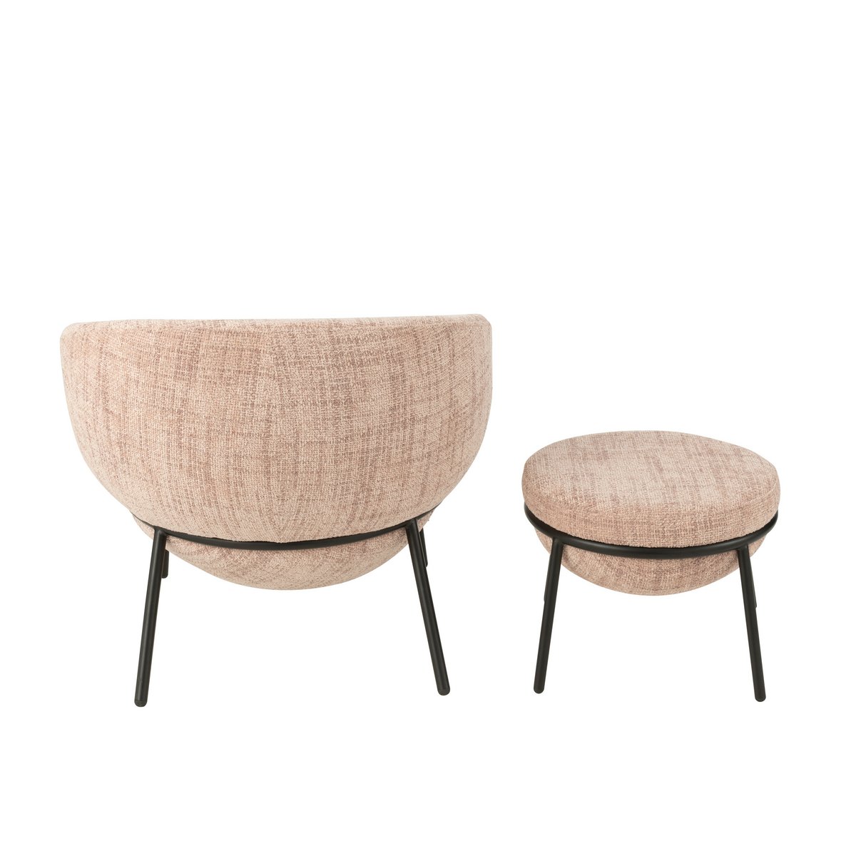 J-Line Lounge Chair+Pouf Iron Hell Pink/Schwarz