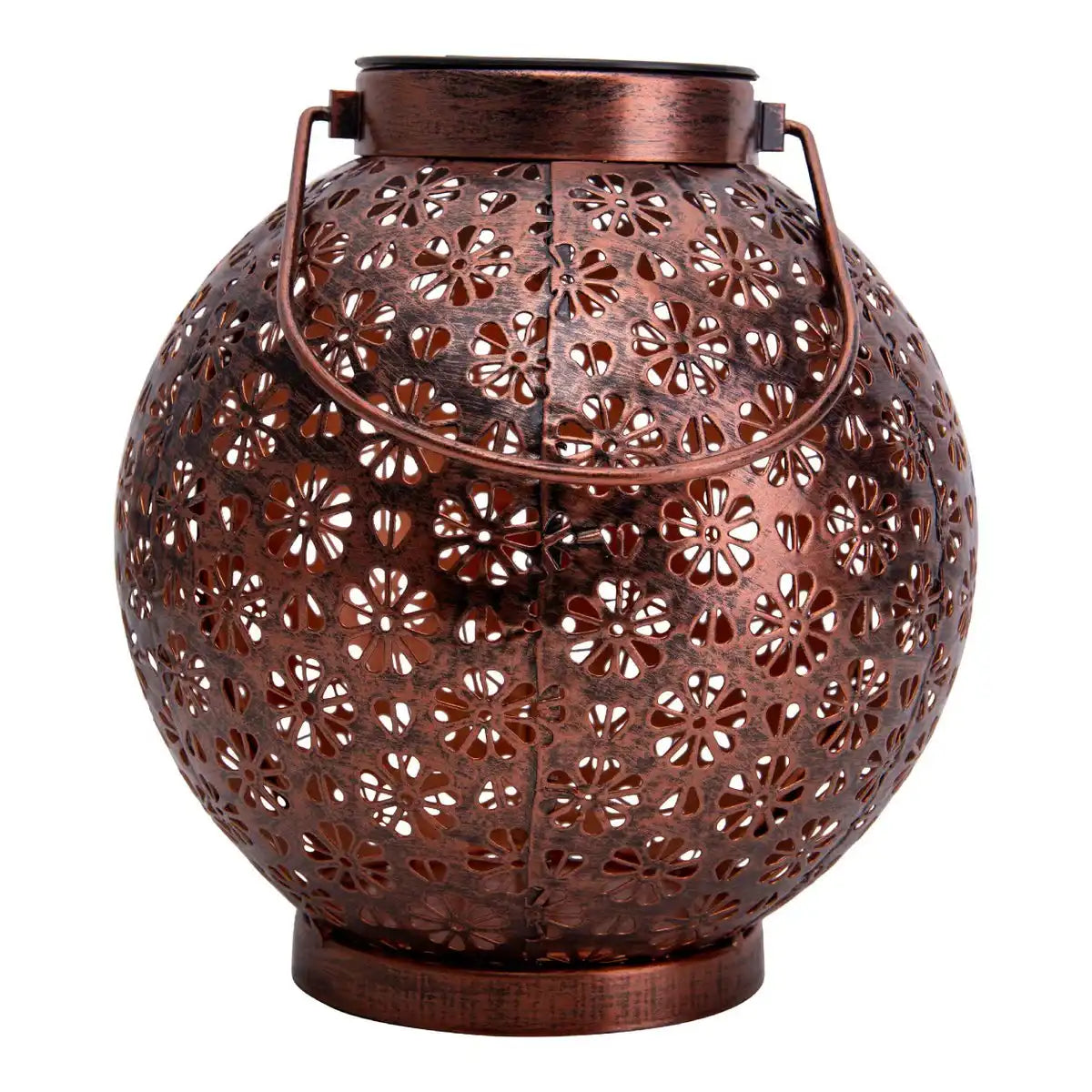 2er-Set LED Deko-Solarleuchte Ø 18 cm Außen Deko aus Metall in Bronze mit integrierten LEDs