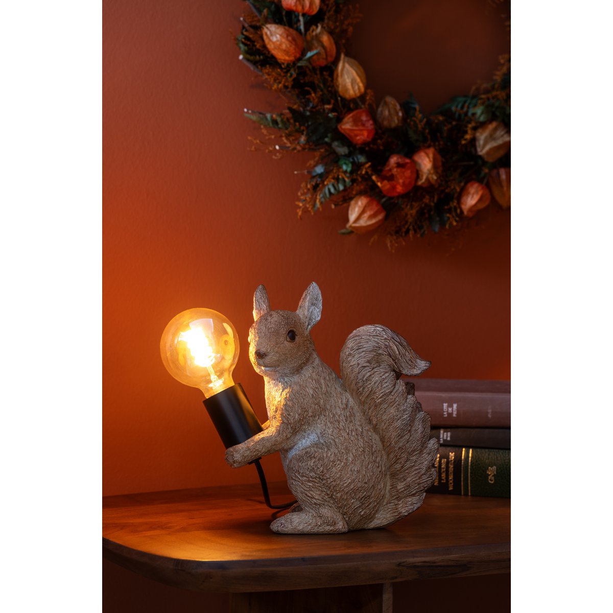 J-Line Tischlampe Eichhörnchen Polyresin Karamell