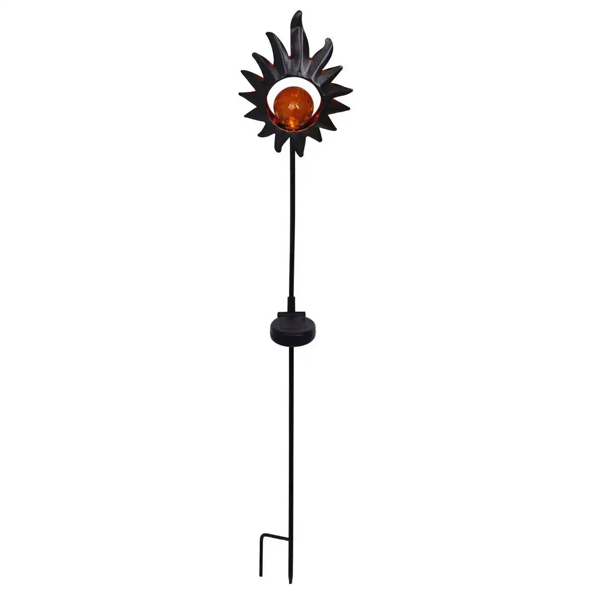 LED Solarspieß "Sonne" 93,5cm , für Außen, Erdspieß aus Metall und Glas in Schwarz, mit integrierter LED