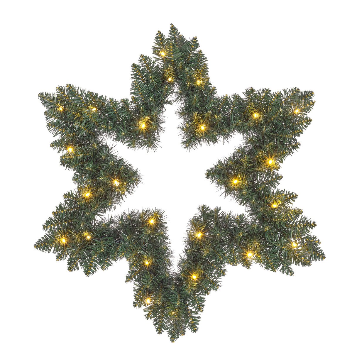 Weihnachtskranz Stern mit LED-Beleuchtung – Ø60 cm – Grün