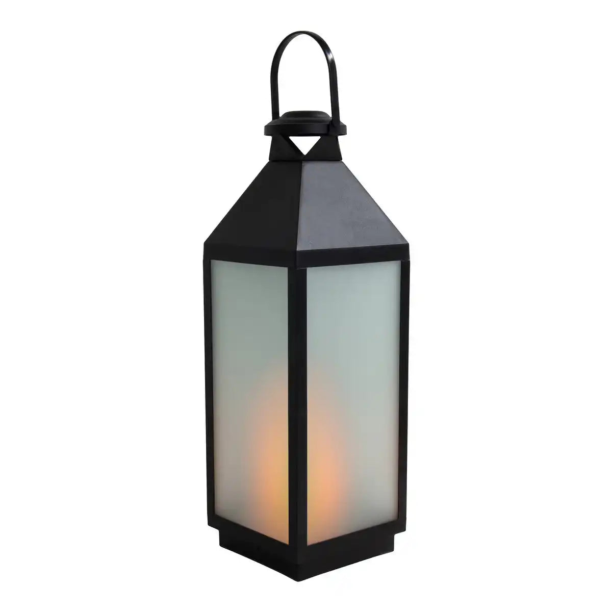 LED Dekoleuchte Laterne "DORIS" aus Kunststoff und Glas in Schwarz, integrierte LED, für Innen