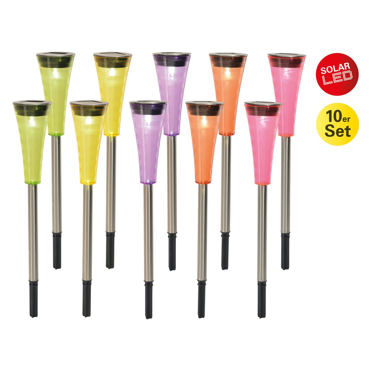 10er Set LED Solar-erdspiß "Multi"