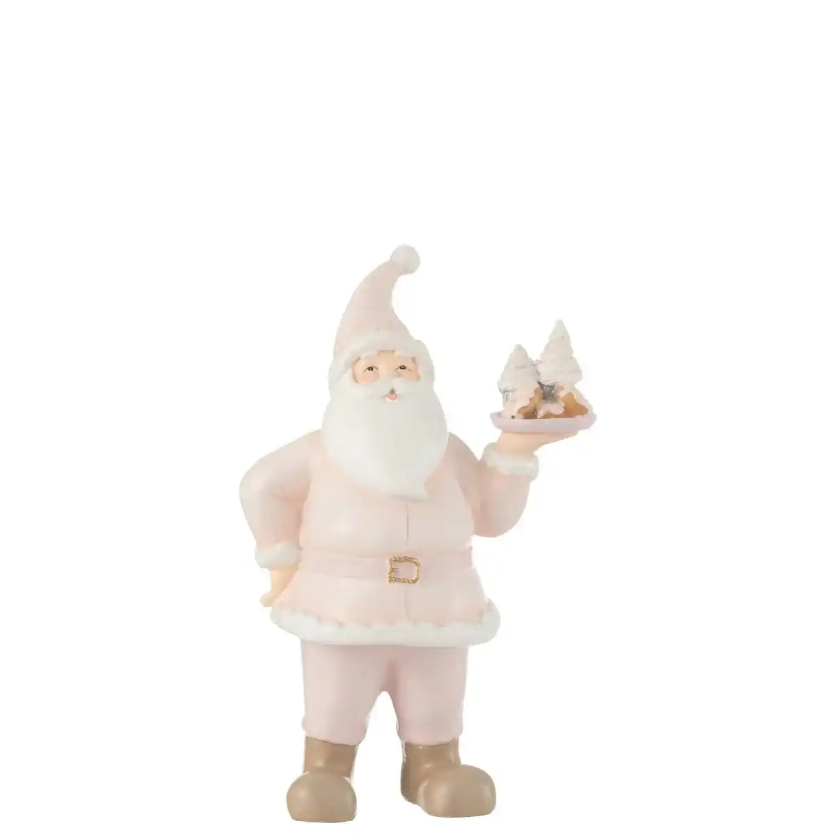 J-Line Weihnachtsmann-Kuchen, Kunstharz, Weiß/Rosa