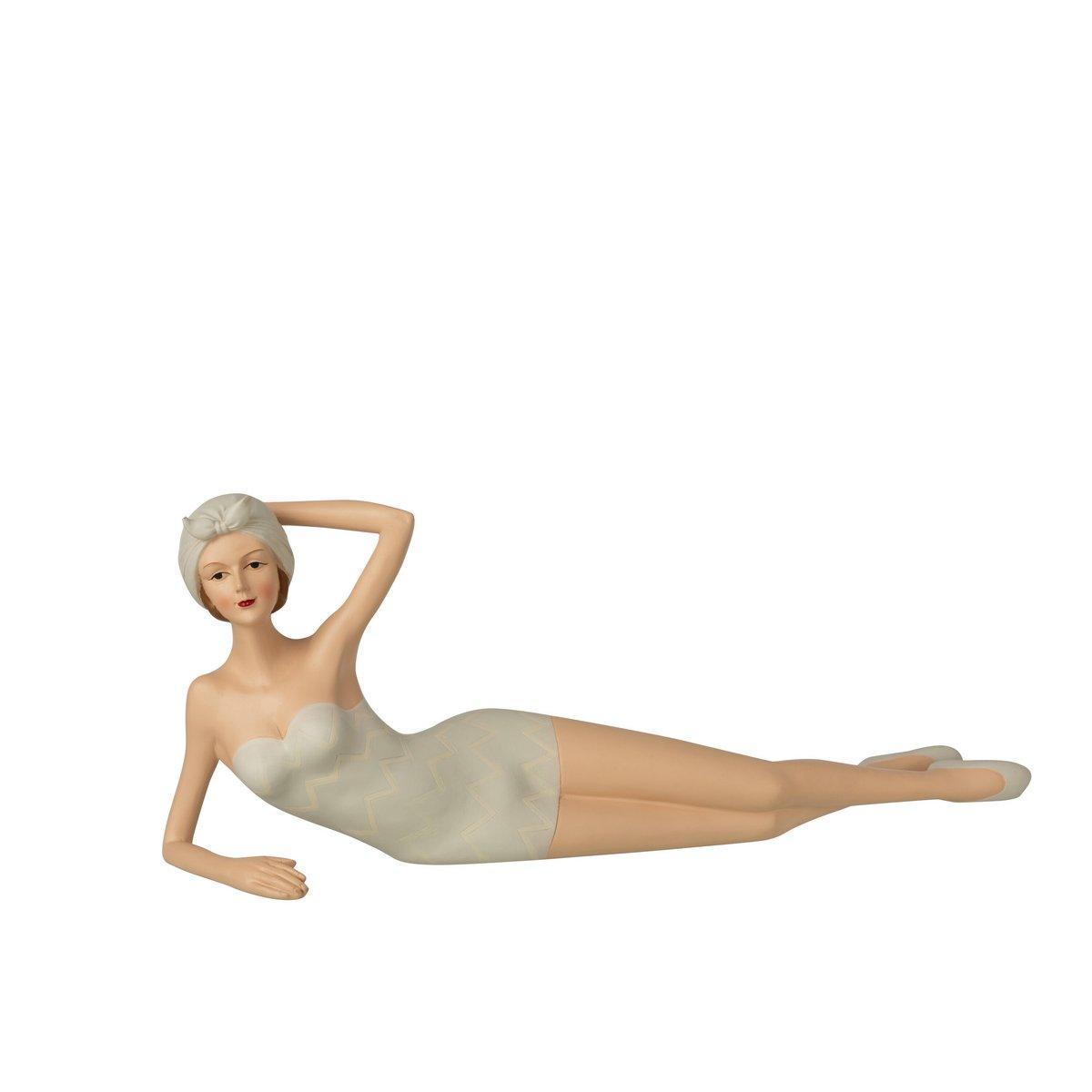J-Line Figur Frau liegend - Polyresin - grau