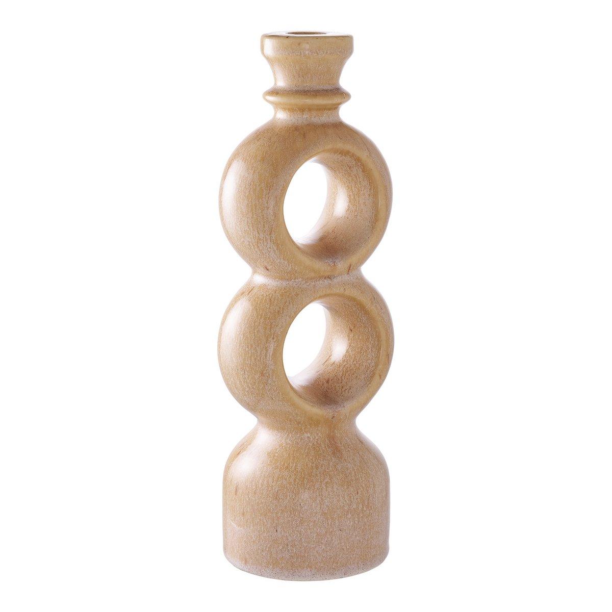 Kerzenhalter – Braun, Keramik, 10,7 x 9,5 x 30,5 cm
