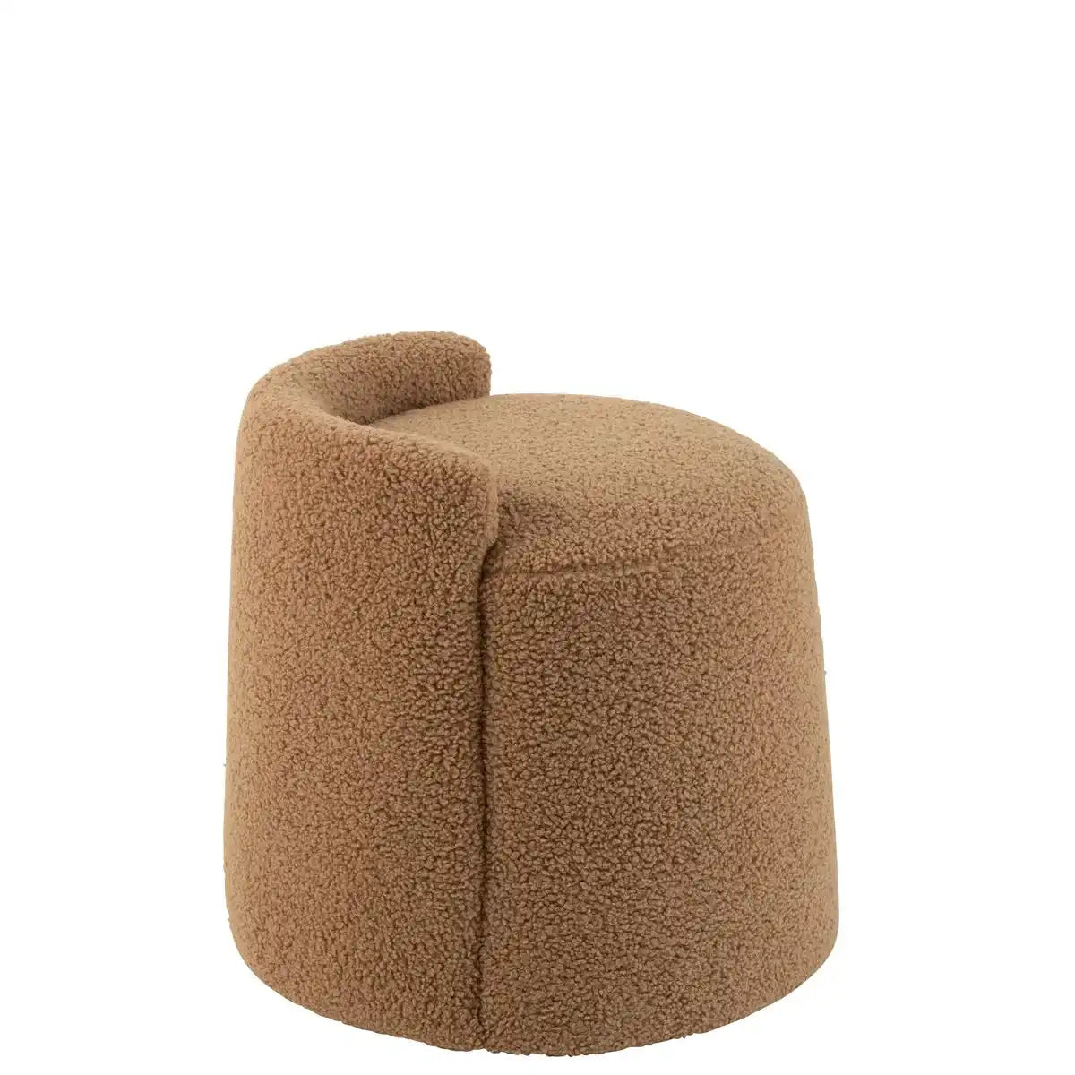 Teddy Pouf mit Bouclé-Rückenlehne – Textil – Kamel