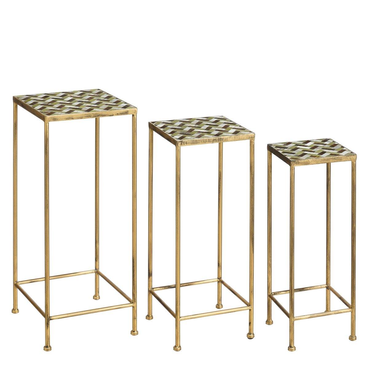 Alanza -Seitentisch außerhalb - Set von 3 - L28 x B28 x H67 cm - Metall - Grün
