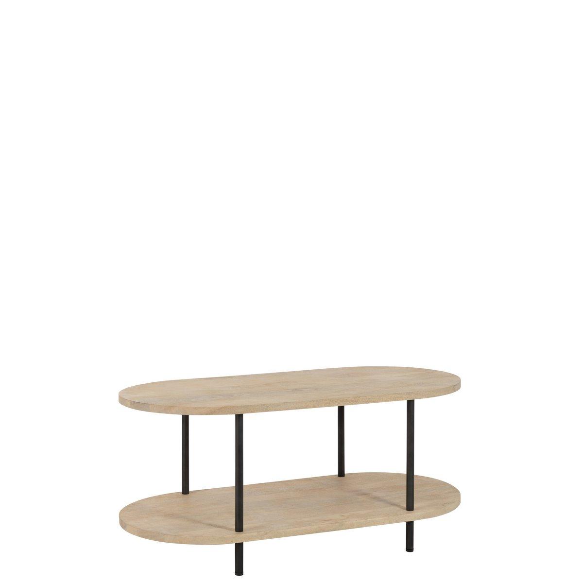 J-Line Couchtisch Eli 2 Planks – Holz/Metall – Natur/Grau