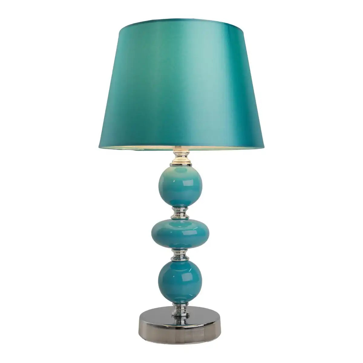 Keramik Tischleuchte "ARAGA" 36 cm hoch, Tischlampe aus Metall, Keramik, mit Textilschirm, türkis, mit E14-Fassung, Beleuchtung für Esszimmer, Wohnzimmer, Diele oder Büro