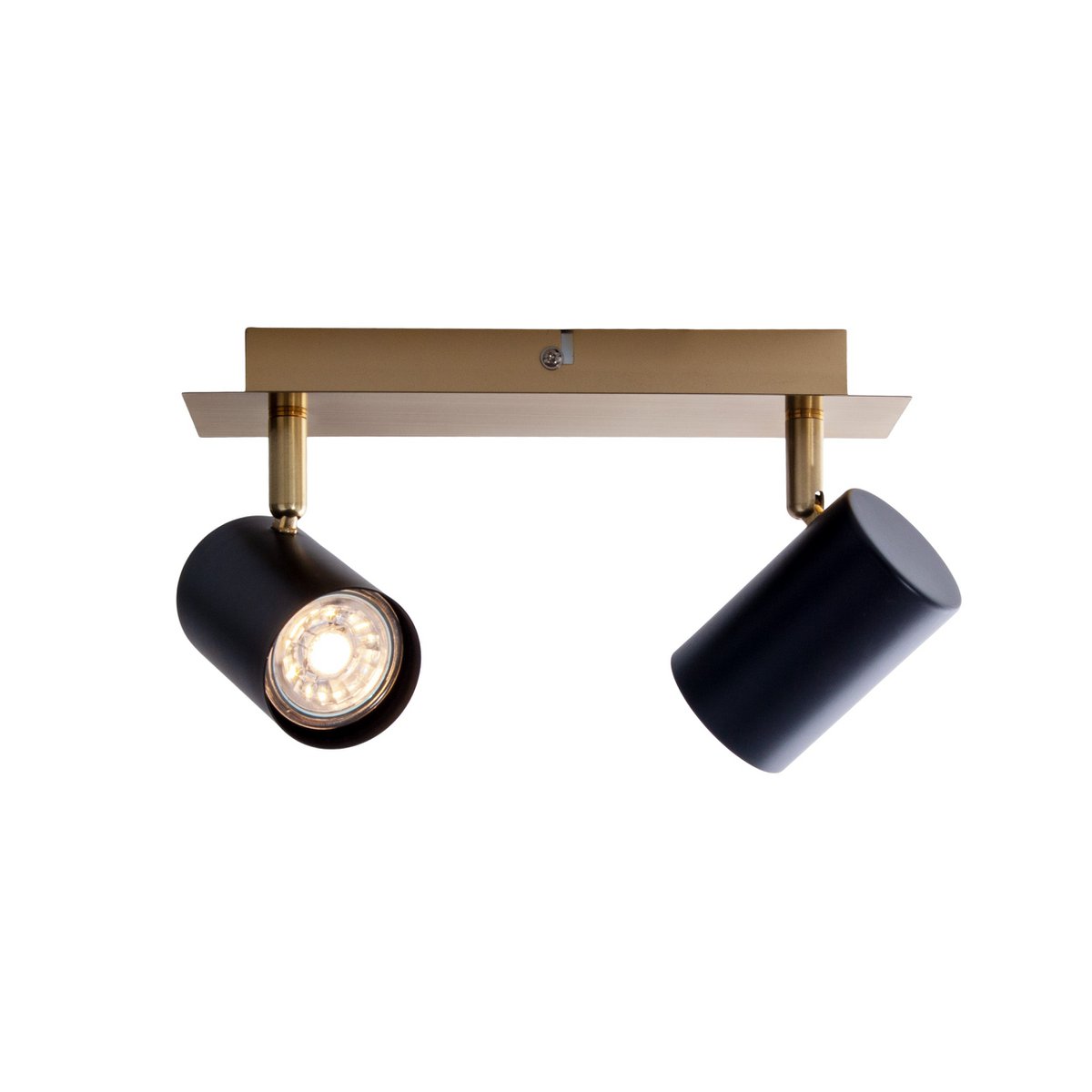 2er Wand- und Deckenleuchte "FRIDA" in Metall schwarz / Gold, Deckenstrahler, GU10, Deckenlampe für Esszimmer, Wohnzimmer, Diele oder Büro, 24 cm lang