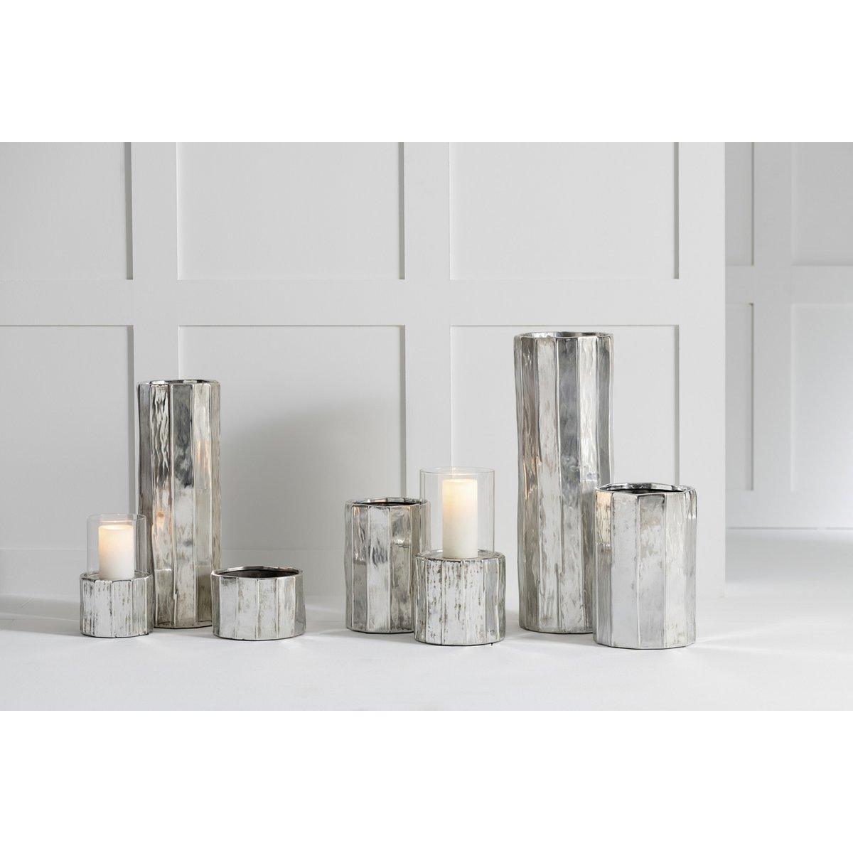 J-Line Blumentopf Ary Klei - Keramik - Silber - klein - Ø 18,00
