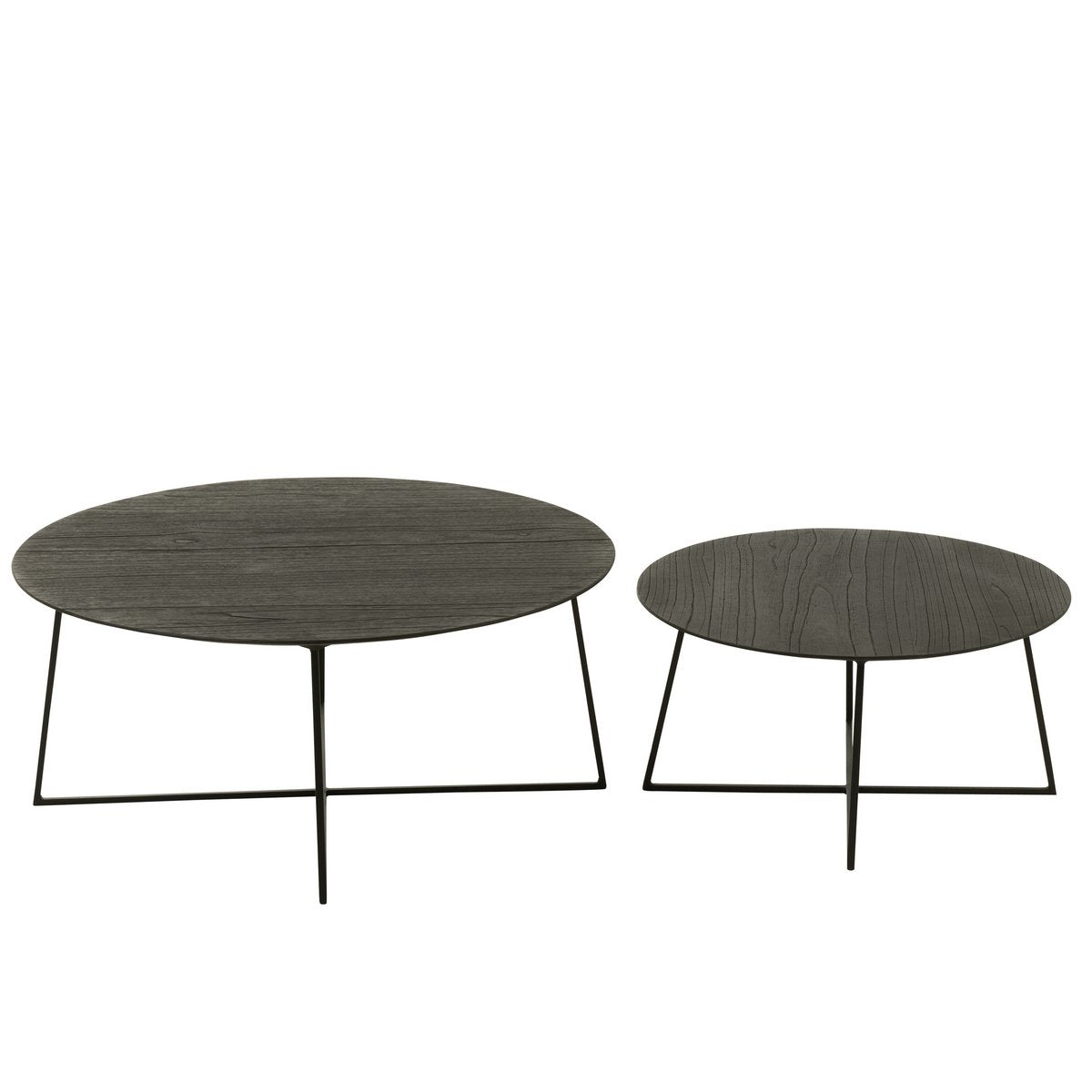 J -Line Side Table Round - Holz/Metall - Schwarz - 6 -Set von 6