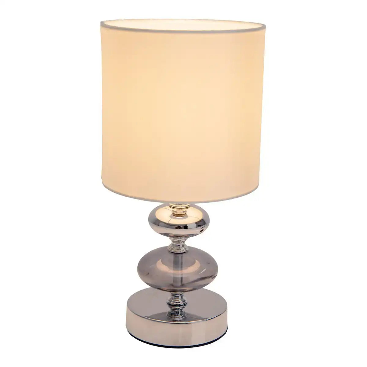 Stoff, Tischleuchte "MALI", Tischlampe aus Metall und Textilmaterial, weiß, mit E14-Fassung, für Esszimmer, Wohnzimmer, Diele oder Büro, Tischlampe für Wohnzimmer oder Esszimmer, Nachttischlampe- 28,5 cm hoch