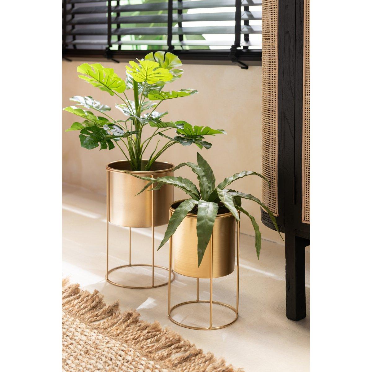 J-Line Blumentopf auf Fuß - Metall - Gold - groß - Ø 18,00 cm