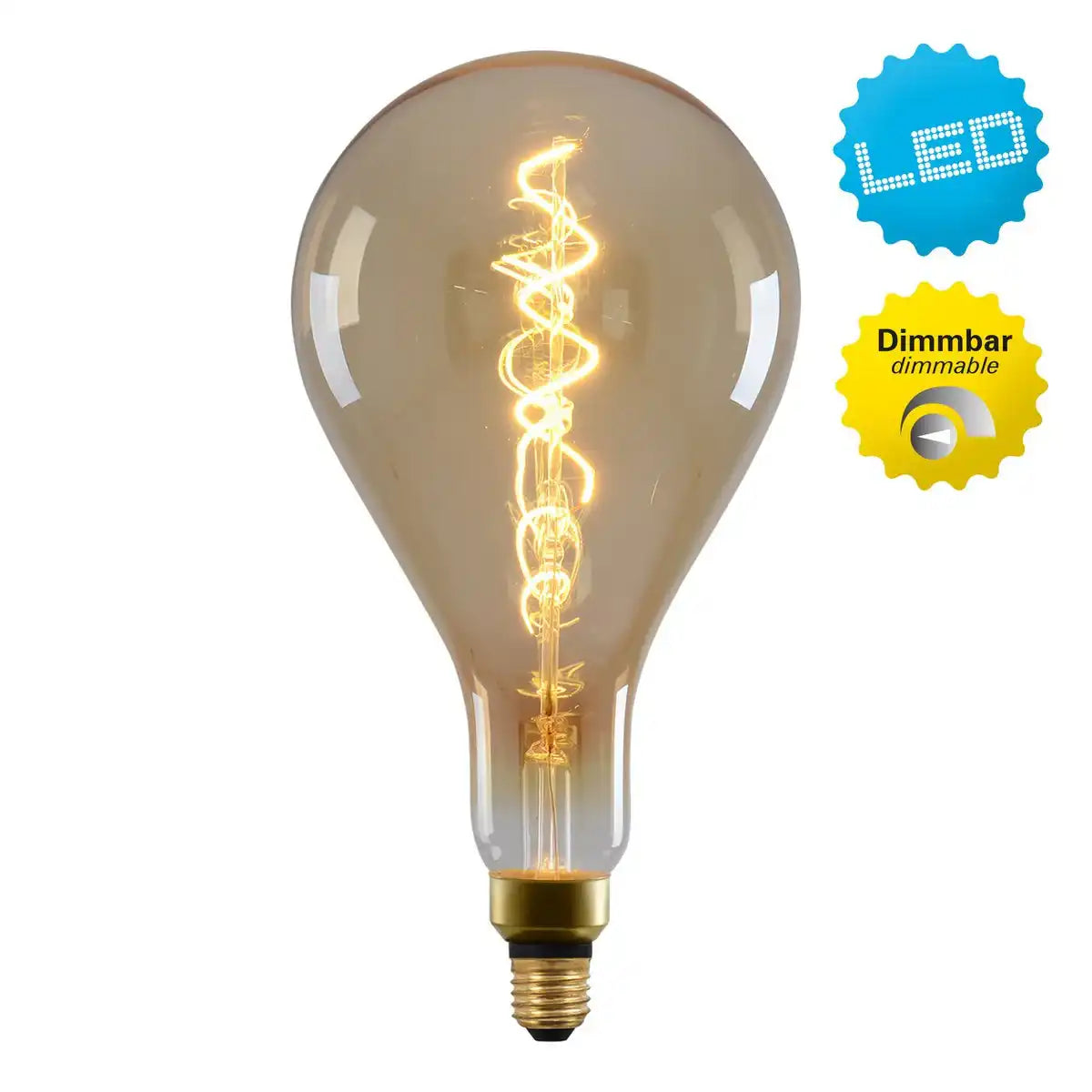 LED Leuchtmittel "DILLY MAX", 5 Watt, Glühbirne aus Metall und Glas, warmweiß, E27-Fassung LED, dekorative LED Lampe ca. 29 cm hoch