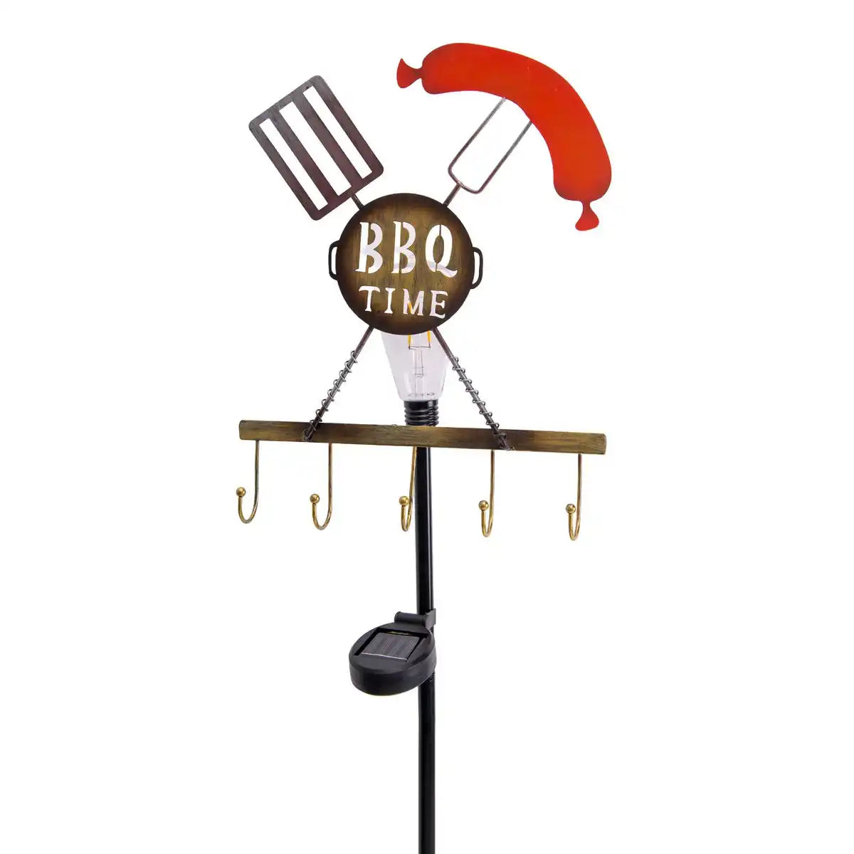 LED-Solar Erdspieß h: 130cm (BBQ) , für Außen, Erdspieß aus Metall und Kunststoff in Rost, mit integrierter LED