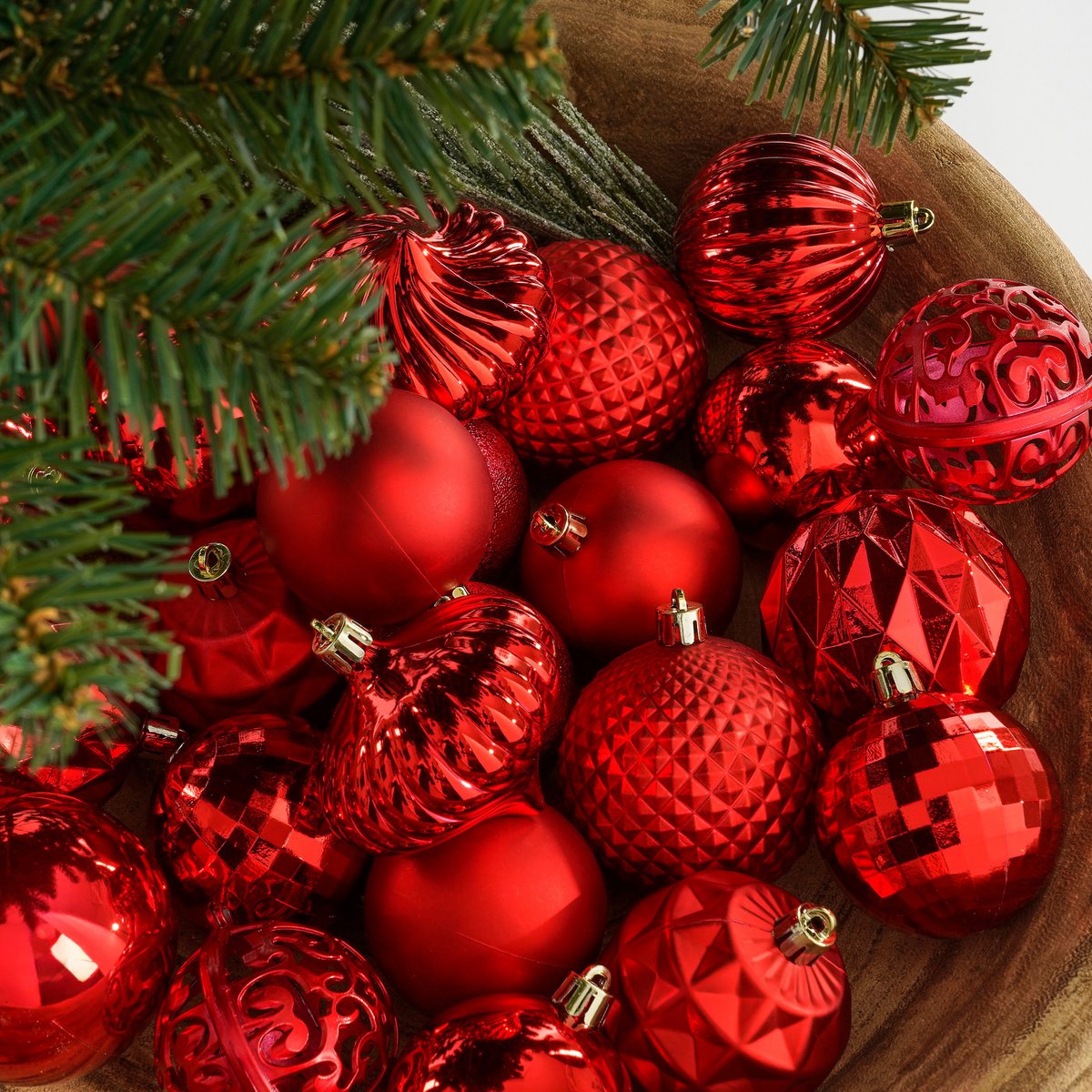 Weihnachtskugel-Set – 60 Stück – Ø7 cm – unzerbrechlich – Rot