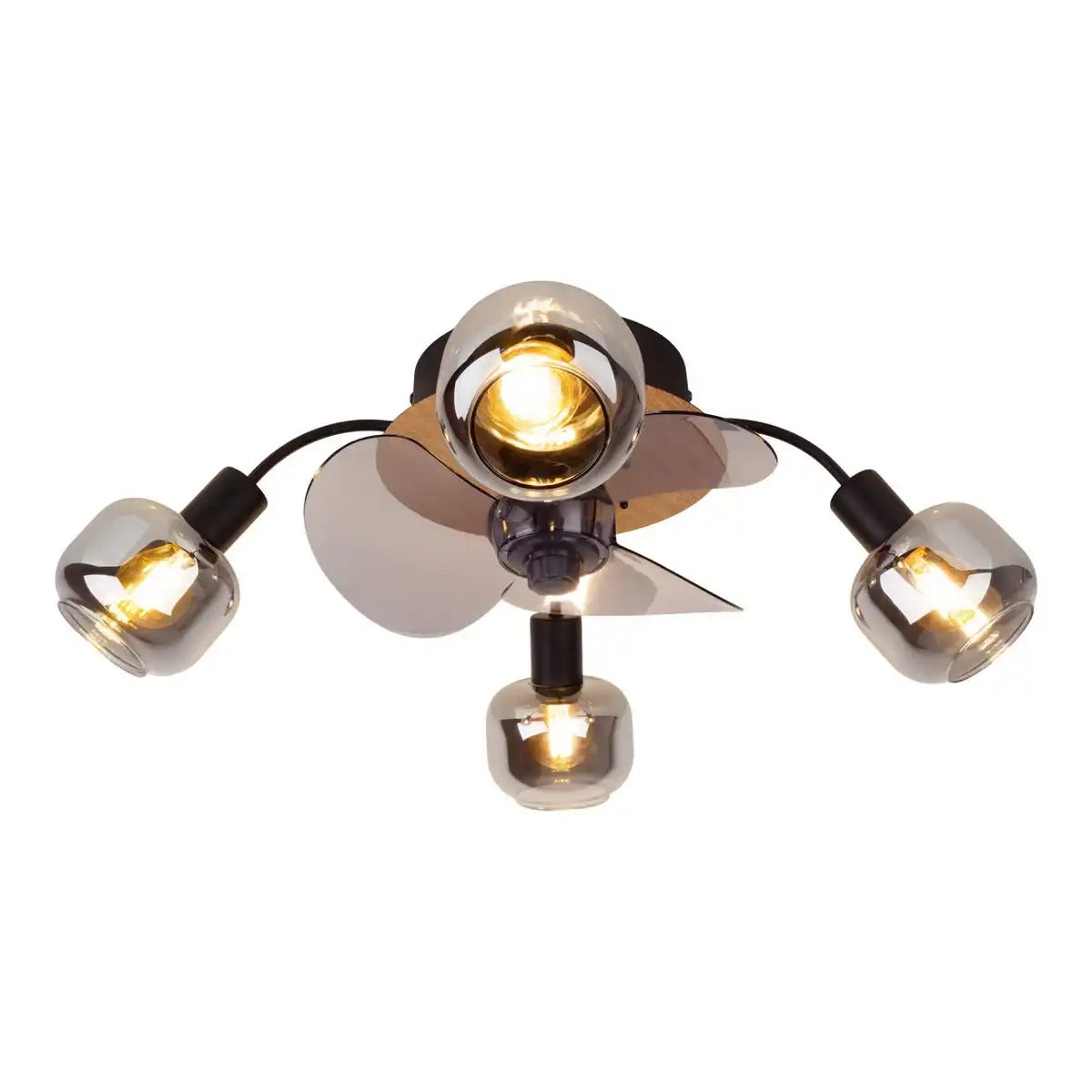 Deckenleuchte inkl. Ventilator "FUMOSO", in Schwarz, Braun und Natur, für E27 , Ø 51 cm