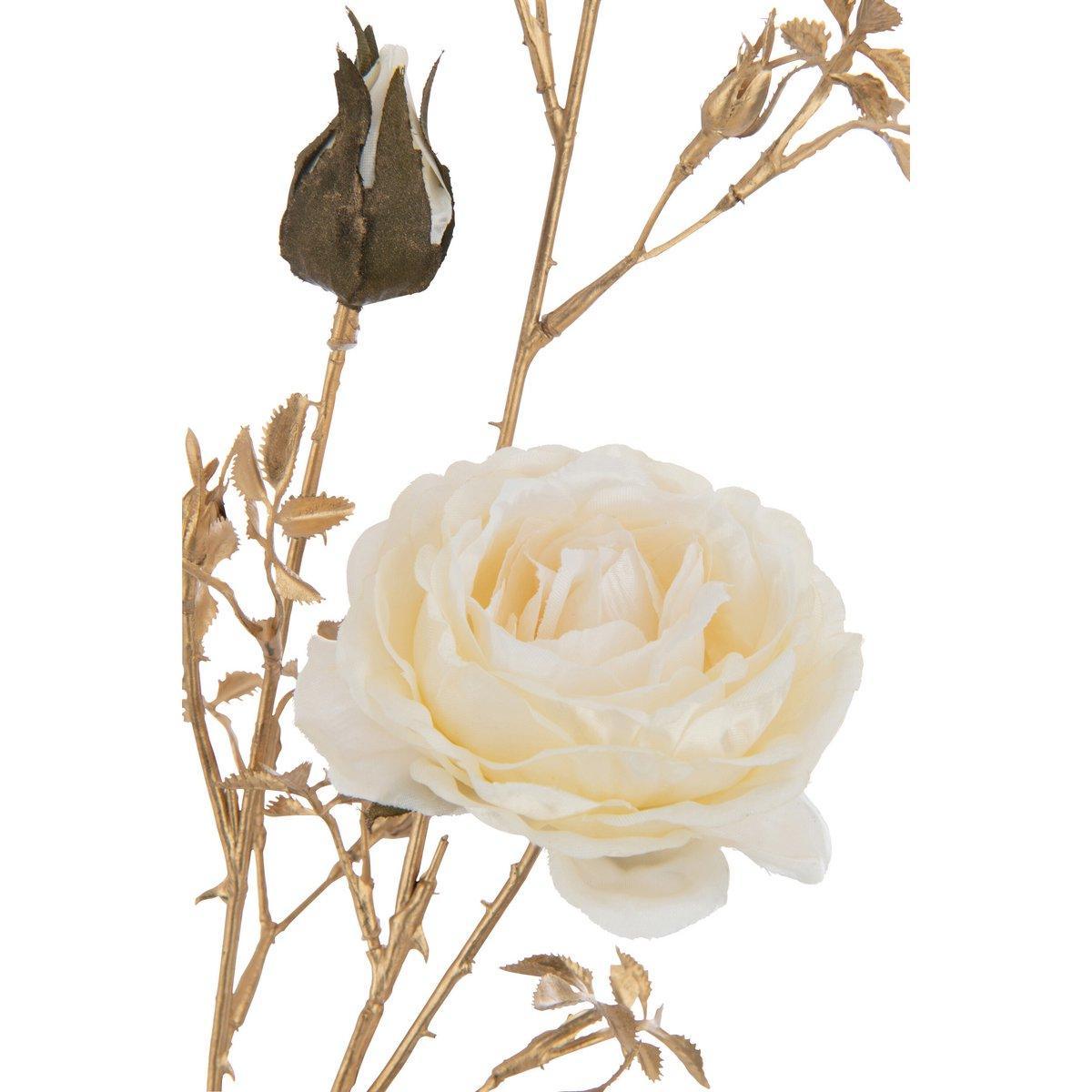 J-Line Rosenstrauch 3 Blüten+Knospen Kunststoff Creme/Gold
