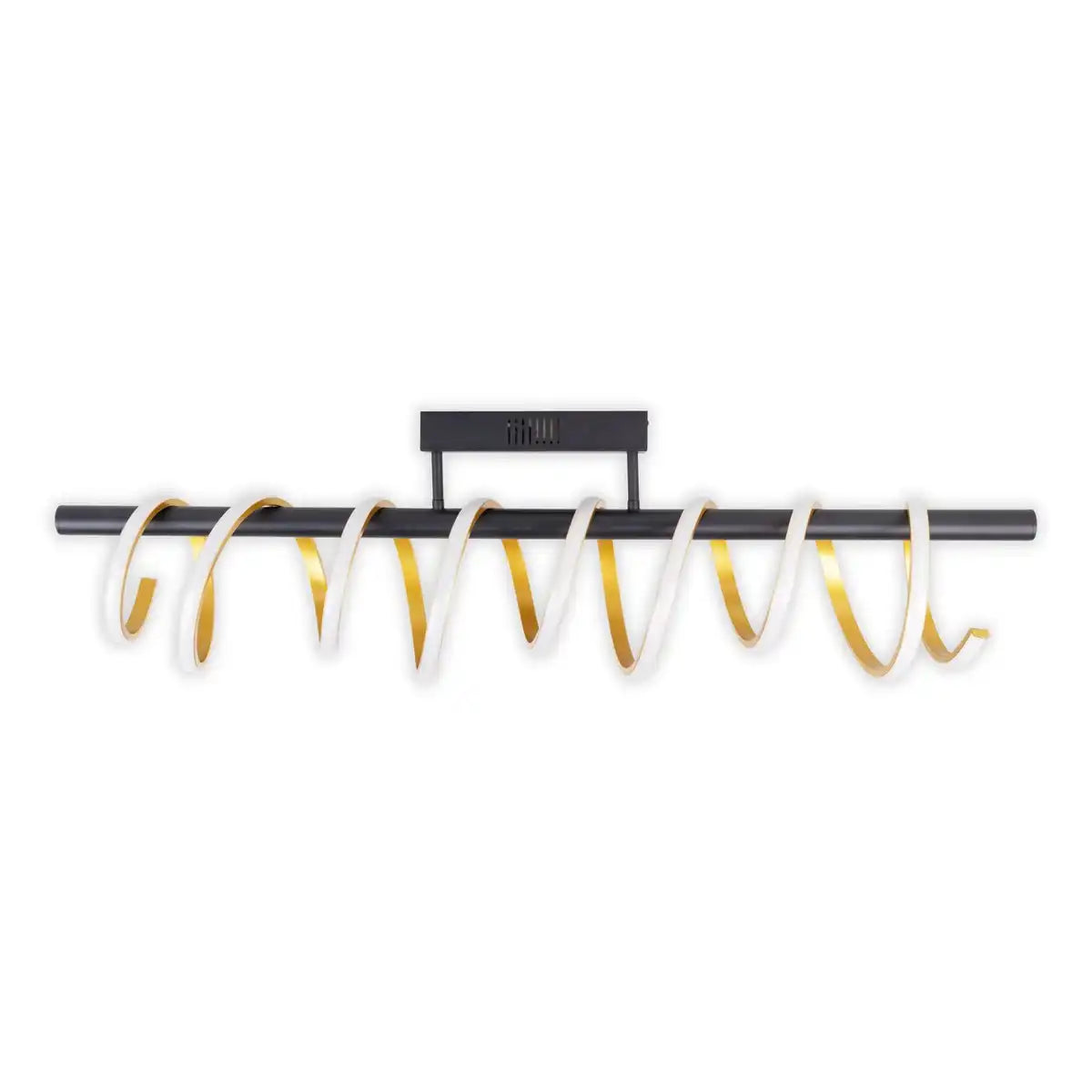 LED Deckenleuchte "BELLEZA", moderne Deckenlampe aus Metall und Kunststoff in Schwarz, Gold und Weiß, mit fest verbauten LEDs, 100cm lang. Die ideale Beleuchtung für Wohnzimmer, Esszimmer oder Büro.
