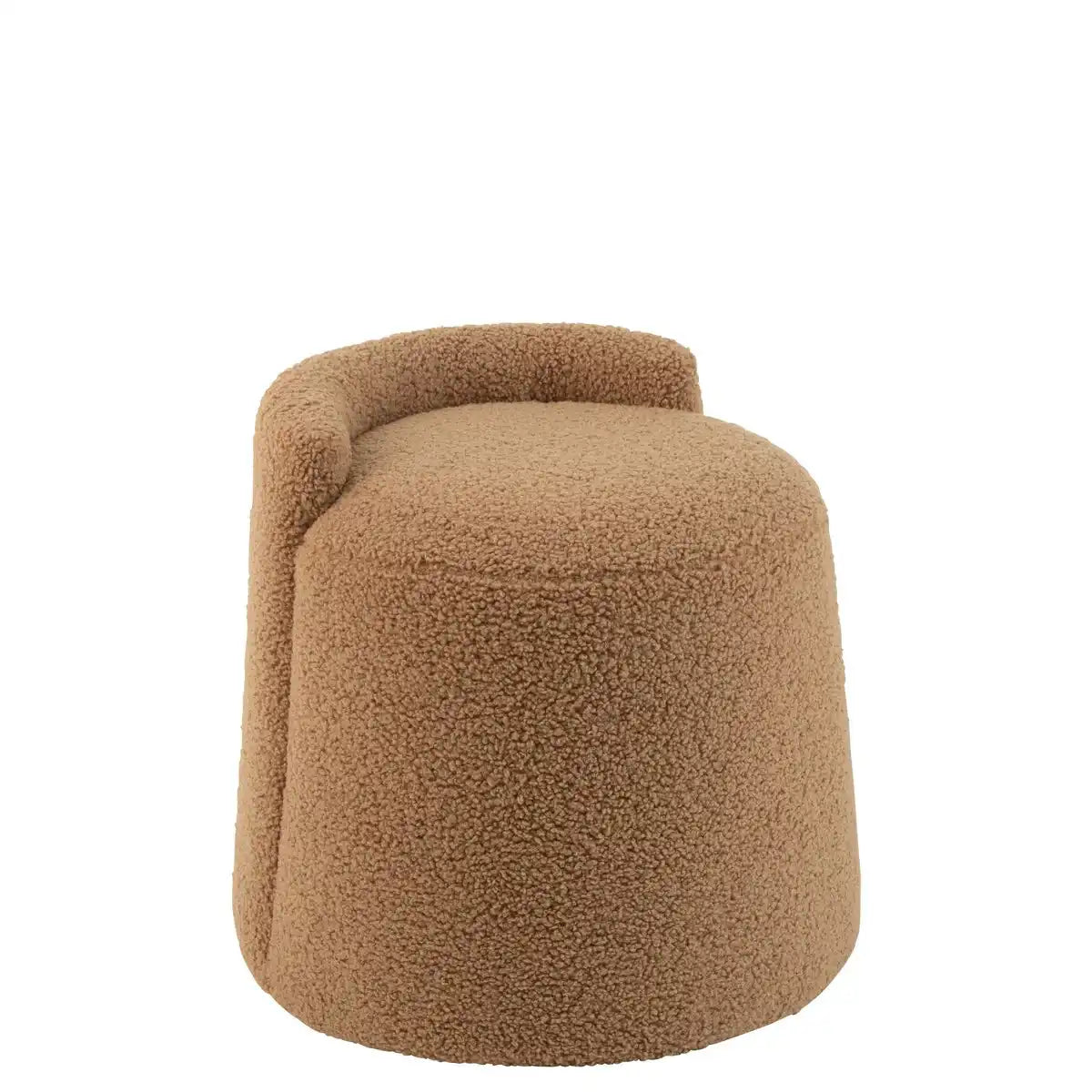 Teddy Pouf mit Bouclé-Rückenlehne – Textil – Kamel