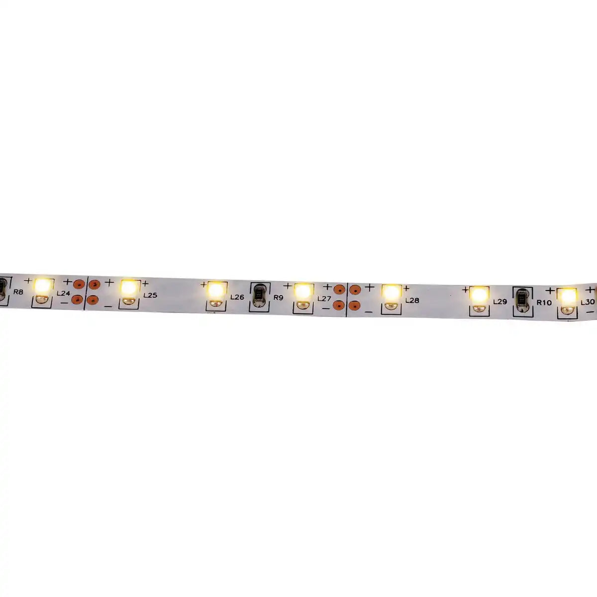 LED "Stripe" ca. 5 m lang, mit 2 x 10 cm Flexverbindern und Steckernetzteil; 300 LEDs, warmweiß.