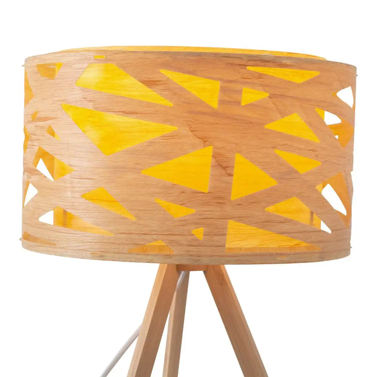 Tischleuchte "FINJA" aus naturfarbigem Kunststoff/Holzimitat, mit E27-Fassung Beleuchtung für Wohnzimmer, Esszimmer oder Büro, 55 cm hoch