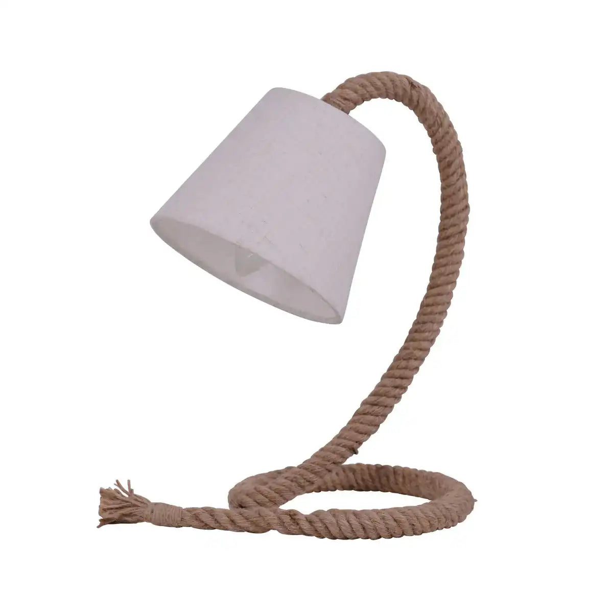 Tischleuchte mit Textilschirm "ROPE", Tischlampe aus Metall, Kunststoff, Jute und Textil in weiß, mit E14-Fassung, für Wohnräume, Diele oder Büro, 35 cm hoch