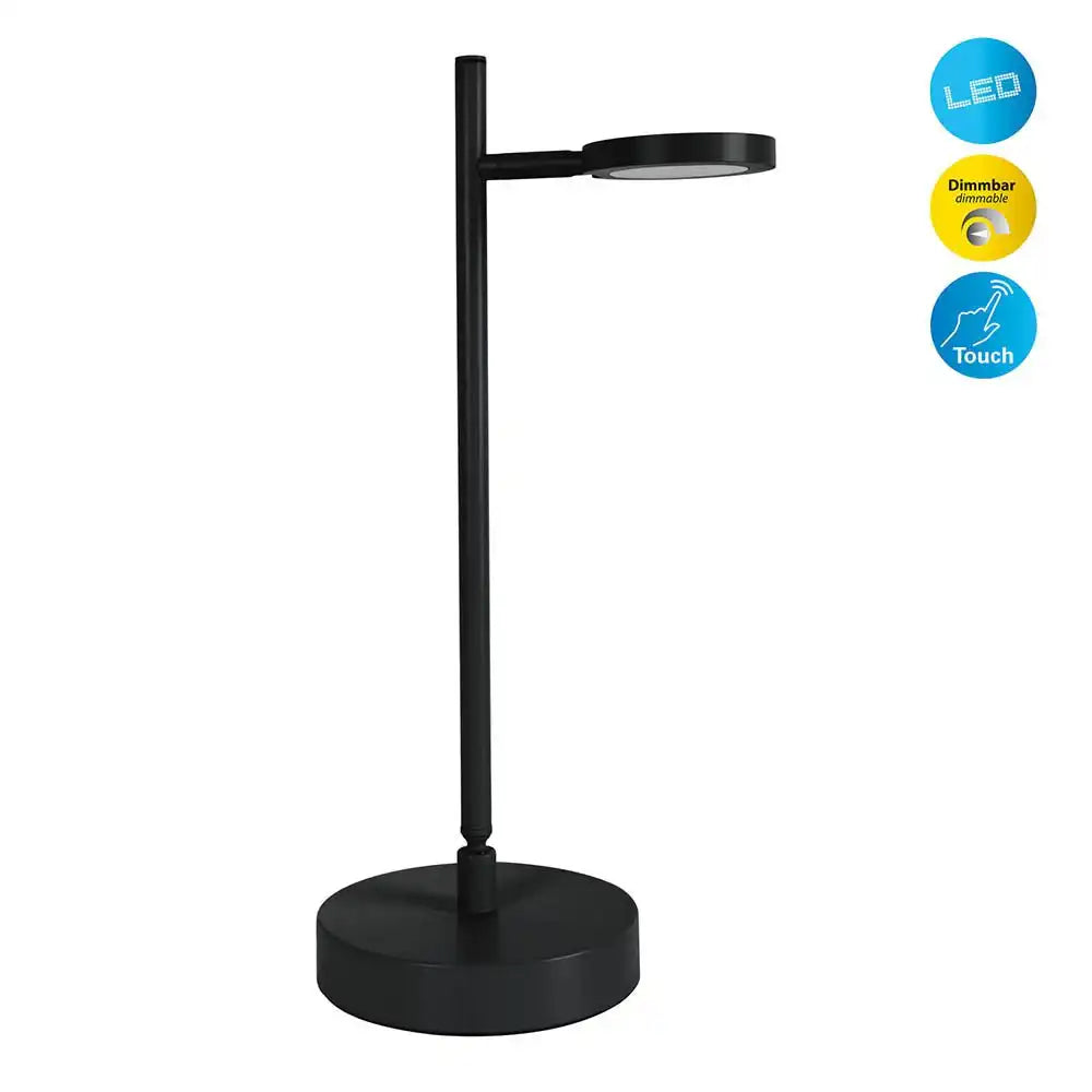 LED Akku-Tischleuchte "LUPA", 45 cm hoch, aus lackiertem Aluminium (schwarz) und weißem Kunststoff, LED integriert, dimmbar, Touch-Sensor.