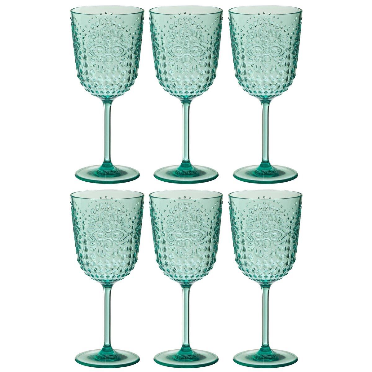 J-Line Box 6 Weinglas Plastik Aqua Blauw