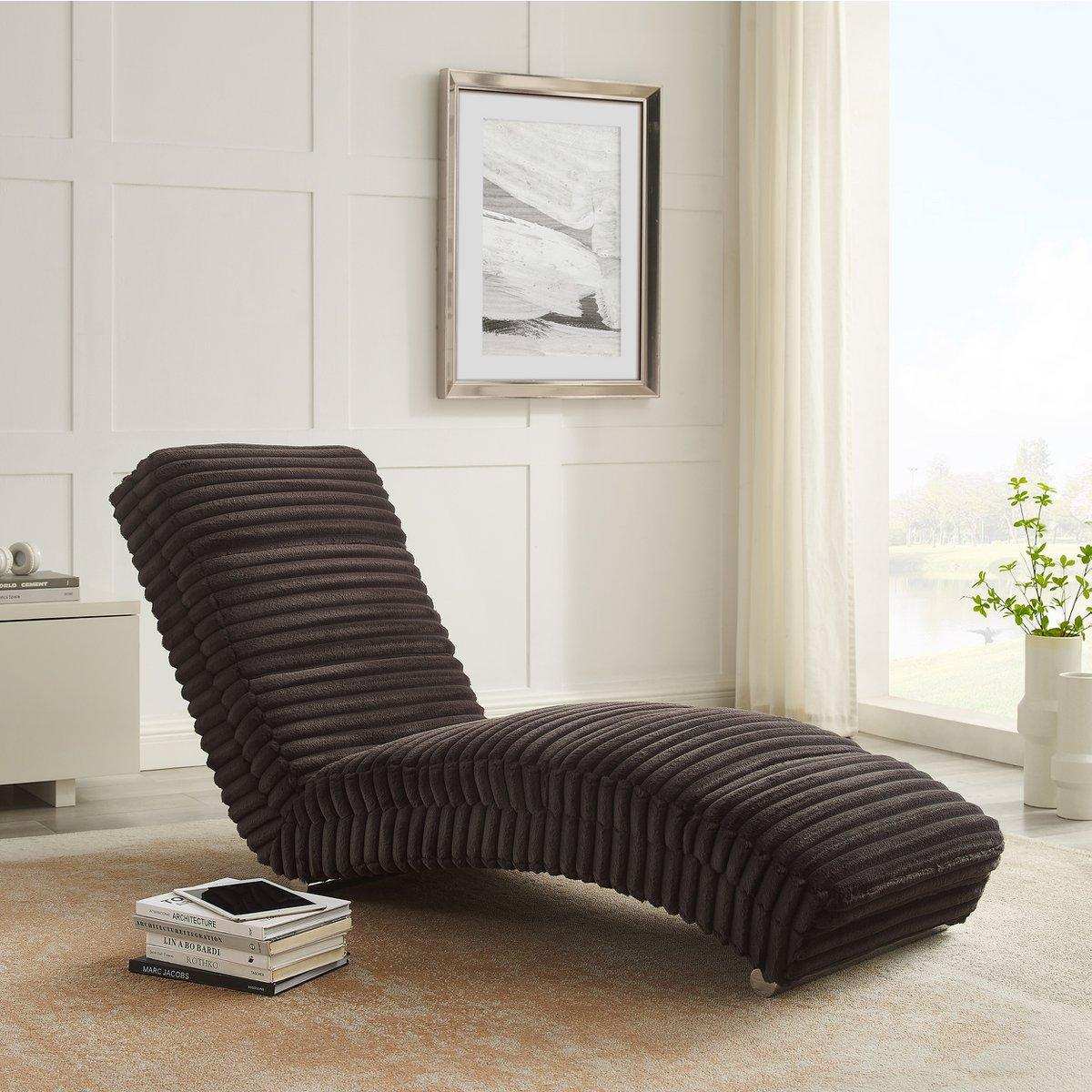 Chaiselongue Plüsch-Cord Schwarz - HomeDesign Knaus