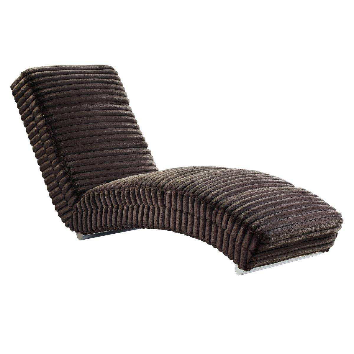 Chaiselongue Plüsch-Cord Schwarz - HomeDesign Knaus