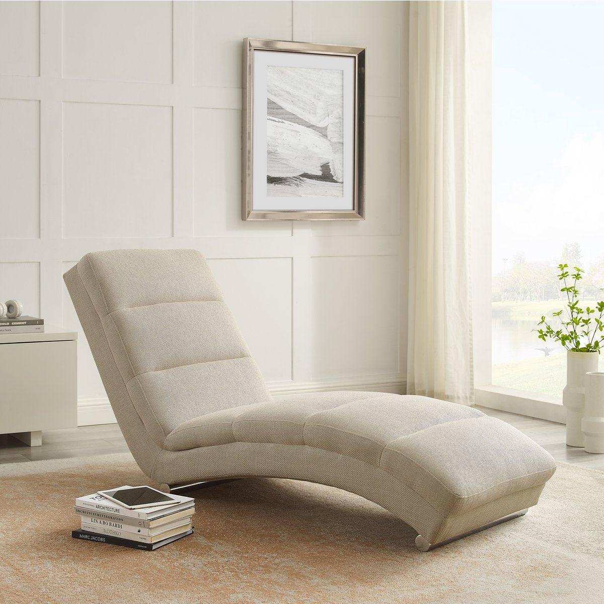 Chaiselongue Strukturstoff Beige - HomeDesign Knaus