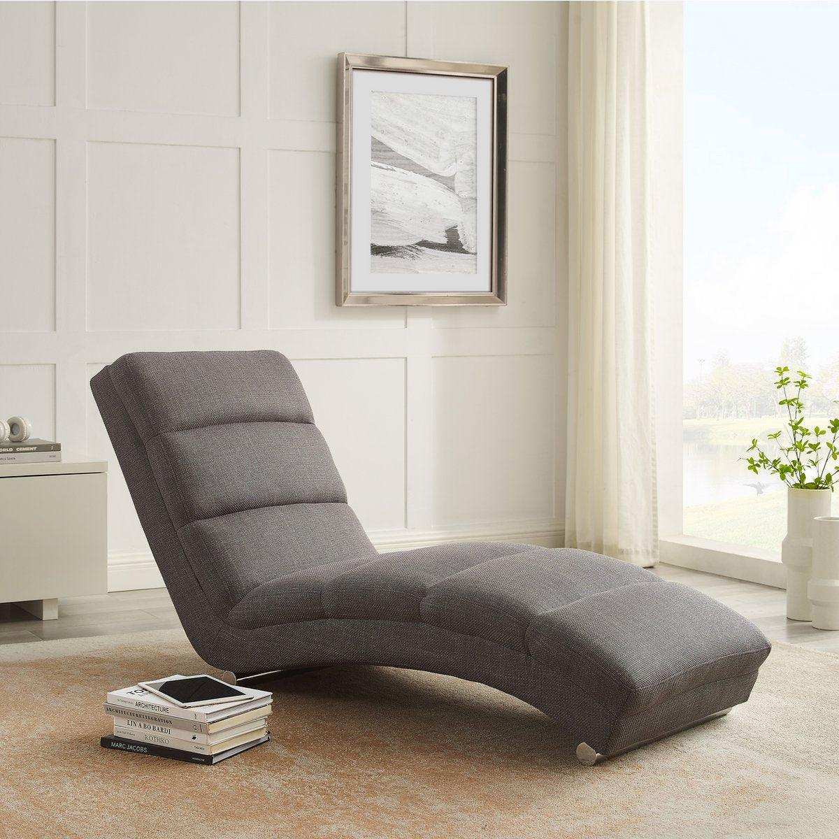 Chaiselongue Strukturstoff Grau - HomeDesign Knaus