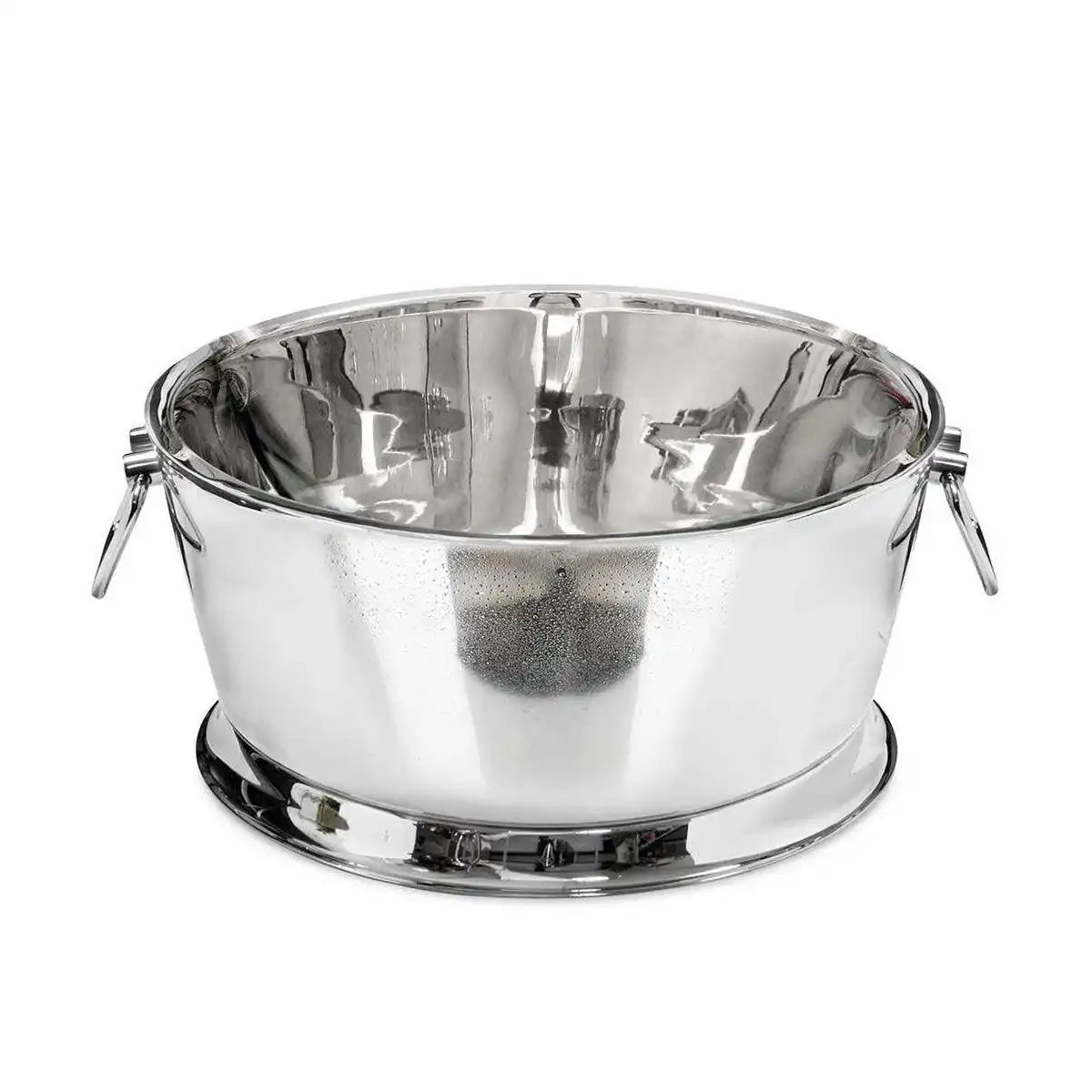 Champagnerkühler Michigan mit Griffen, Edelstahl hochglanzpoliert, doppelwandig, ø 53 cm, H 24 cm - HomeDesign Knaus