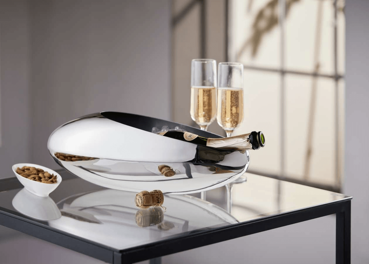 COCOON Champagnerkühler + Tulpenvase Edelstahl hochglanzpoliert Unikat - HomeDesign Knaus