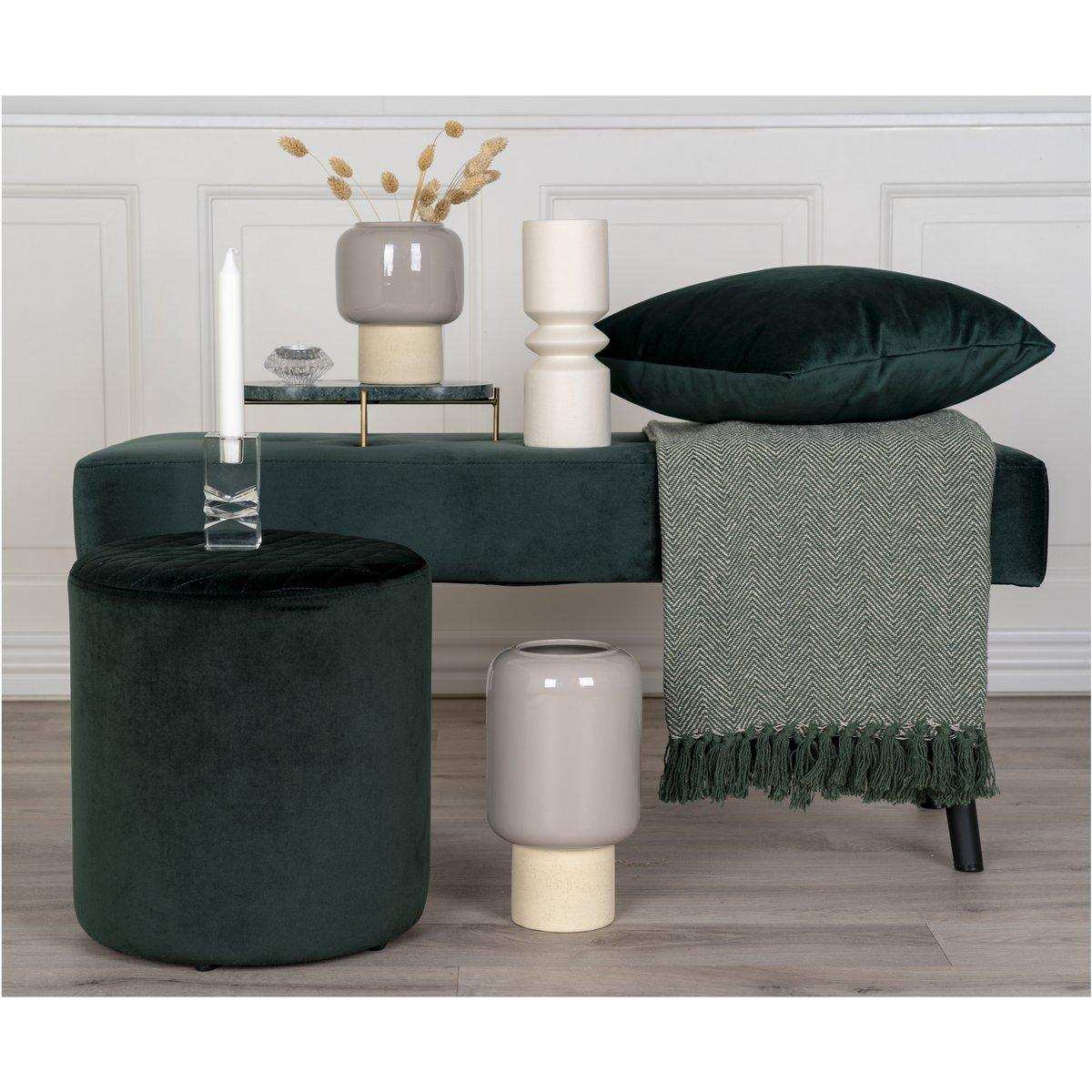 Cort Plaid – 100 % recycelte Baumwolle, Grün/Weiß – 130 x 160 cm - HomeDesign Knaus