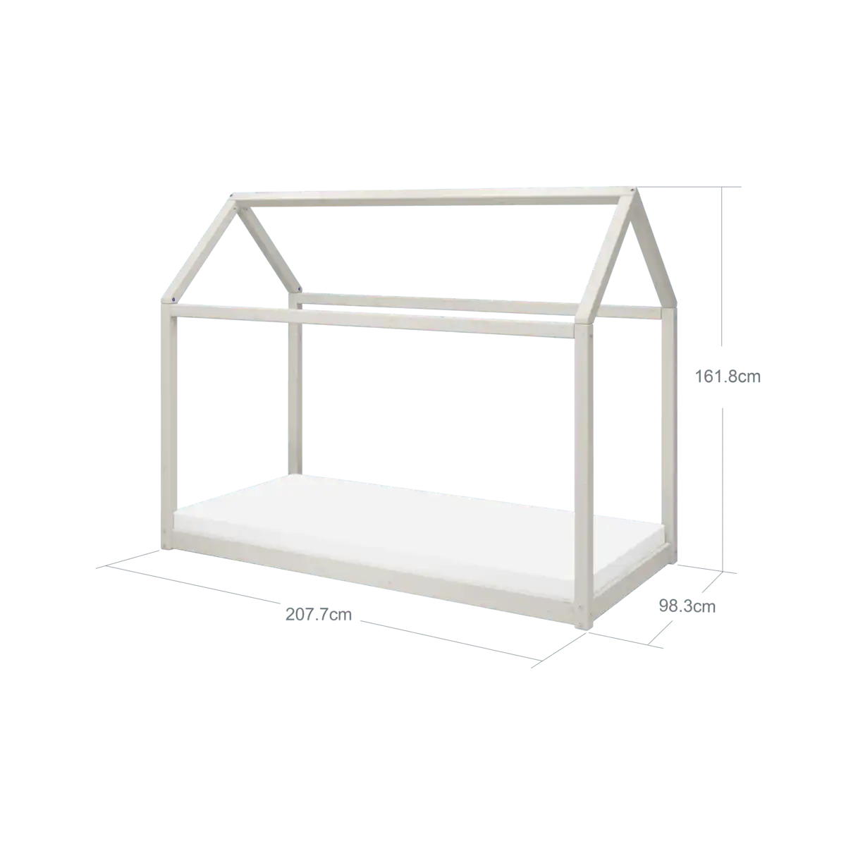 COTTAGE Einzelbett, weiß gewaschenes Kiefernholz, 90 x 200 cm - HomeDesign Knaus